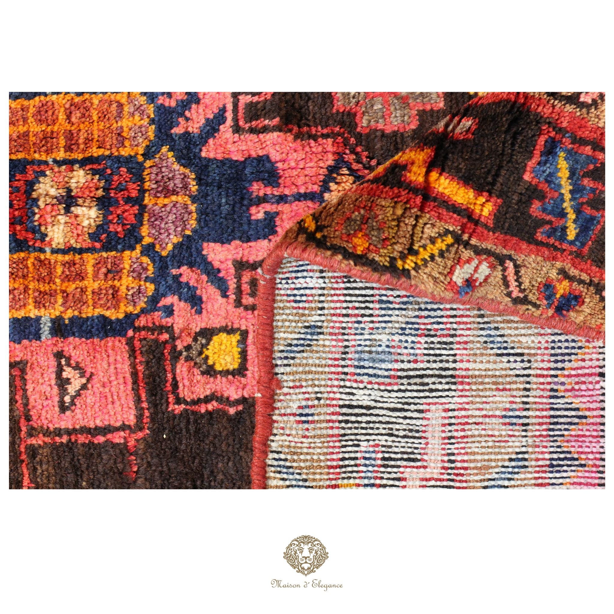 Alfombra Hamedan Lana Centro Geométrico Persa Tradicional 140x305 cm