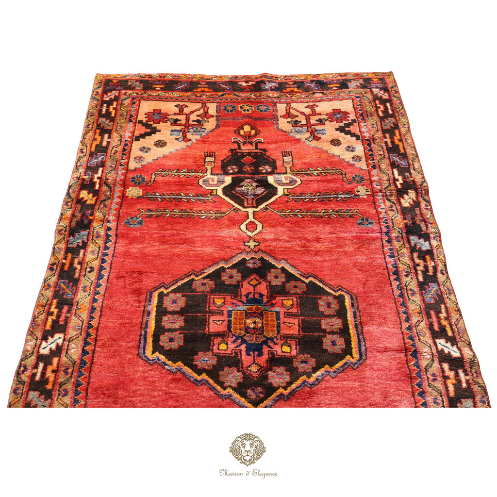 Alfombra Hamedan Lana Centro Geométrico Persa Tradicional 140x305 cm