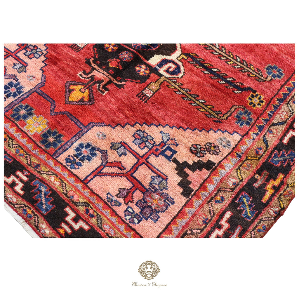 Alfombra Hamedan Lana Centro Geométrico Persa Tradicional 140x305 cm