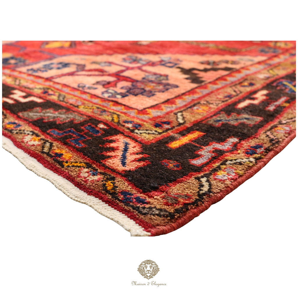 Alfombra Hamedan Lana Centro Geométrico Persa Tradicional 140x305 cm