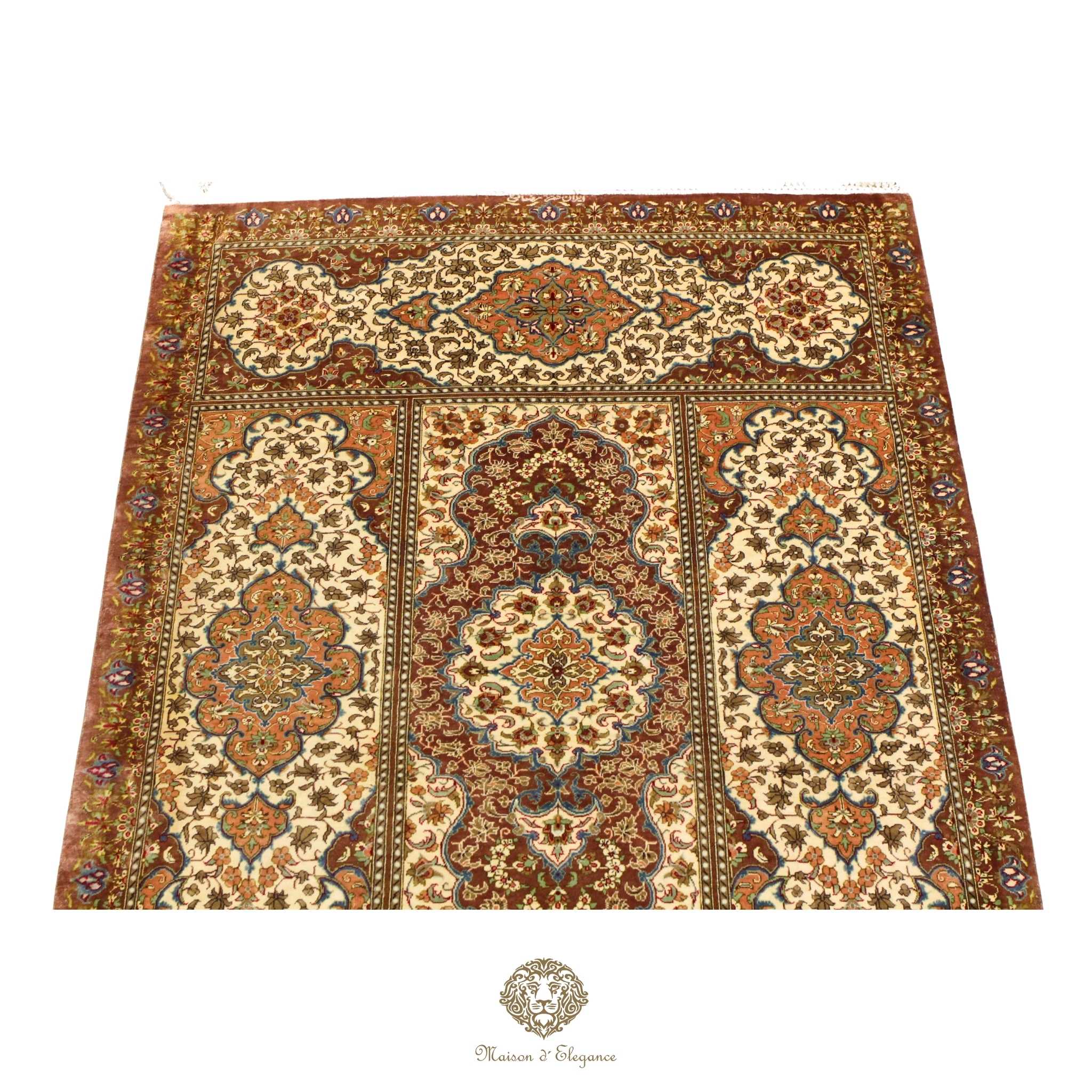 High-End Pure Silk Persian Rug - Hand-Knotted Natural Dyed Masterpiece with Signature