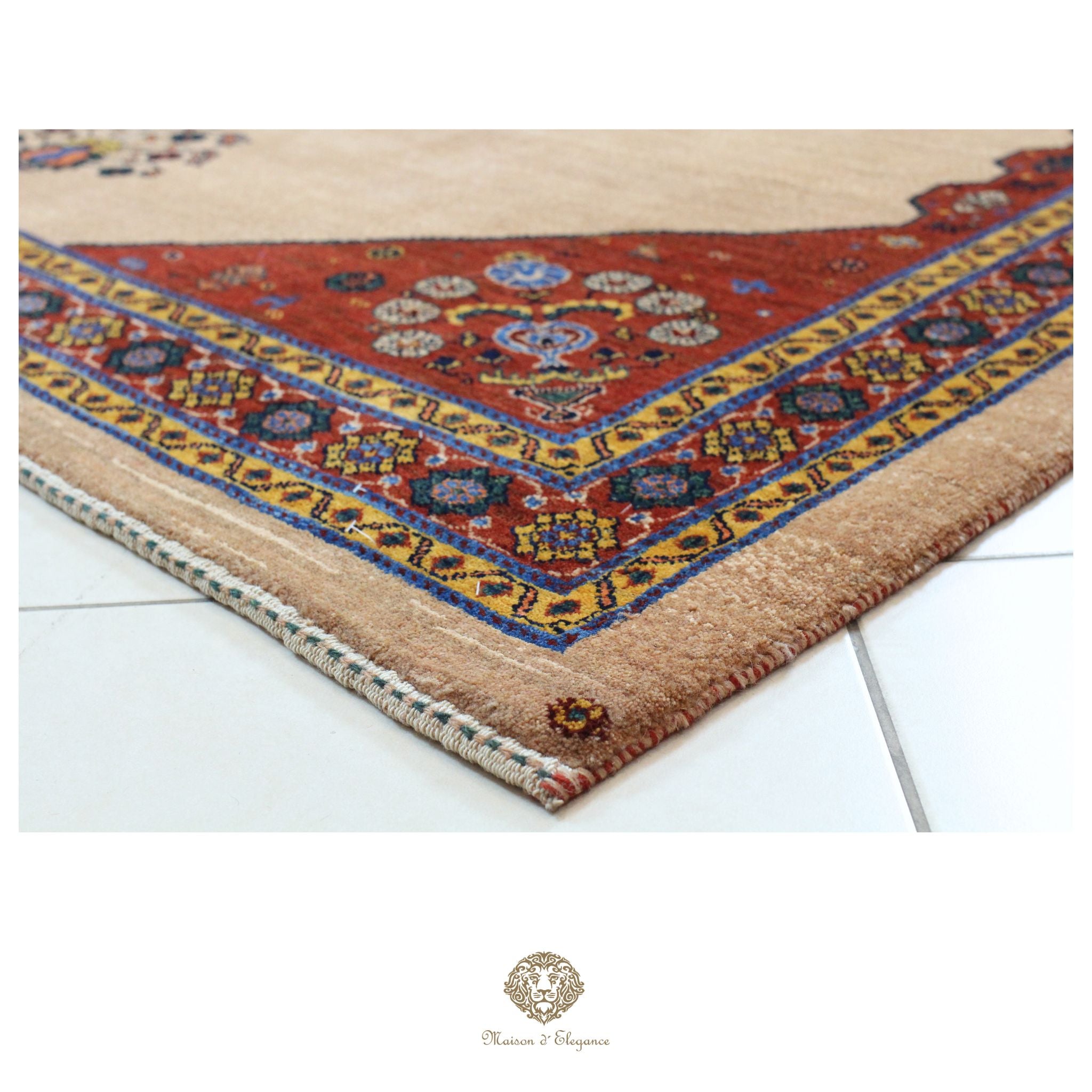 Alfombra persa Trible Fine Kashkuli con tintes naturales | Loribaft de lana hecha a mano 164 x 237 cm