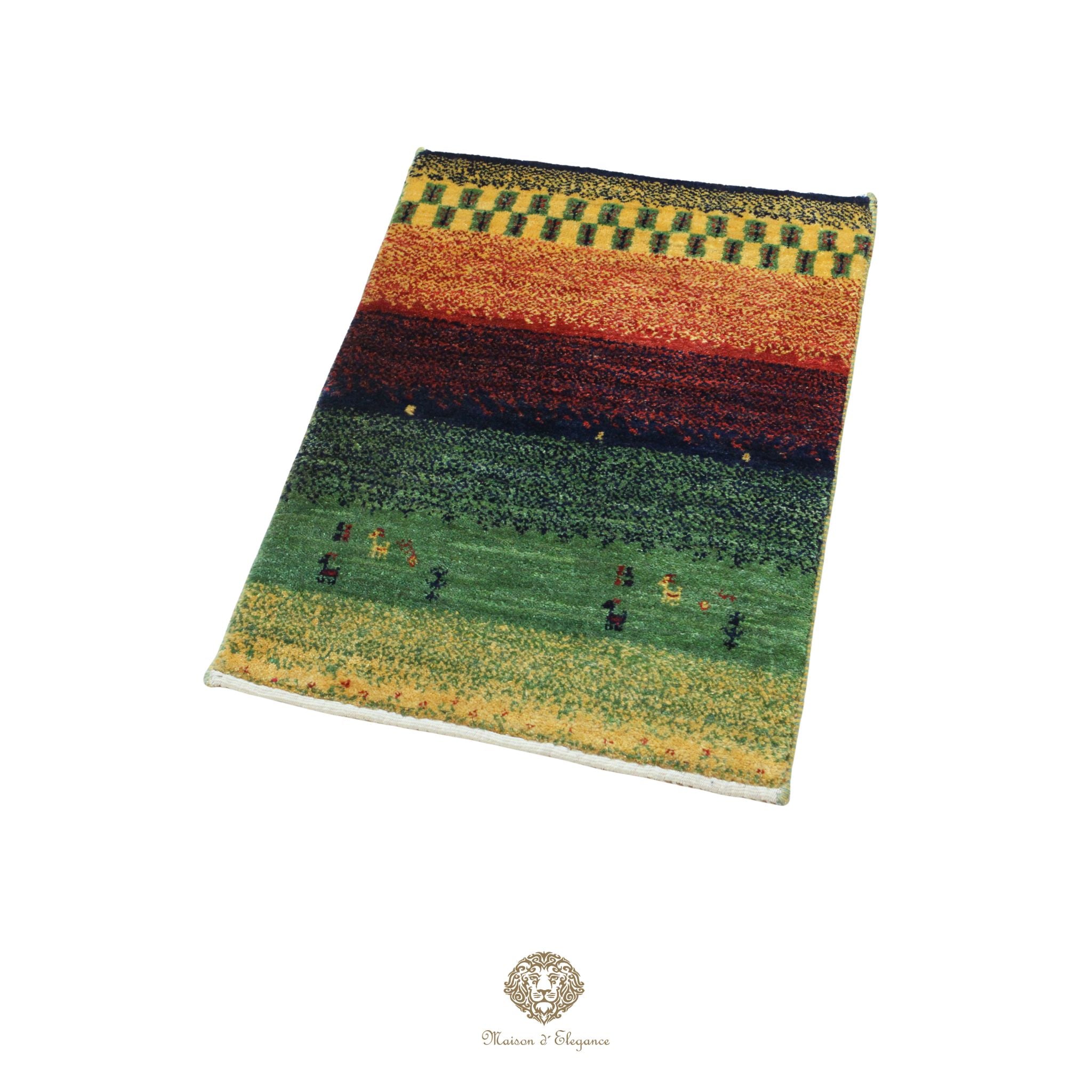 Alfombra persa Kashkuli de lana teñida naturalmente y colorida | Gabbeh hecha a mano 60 x 87 cm