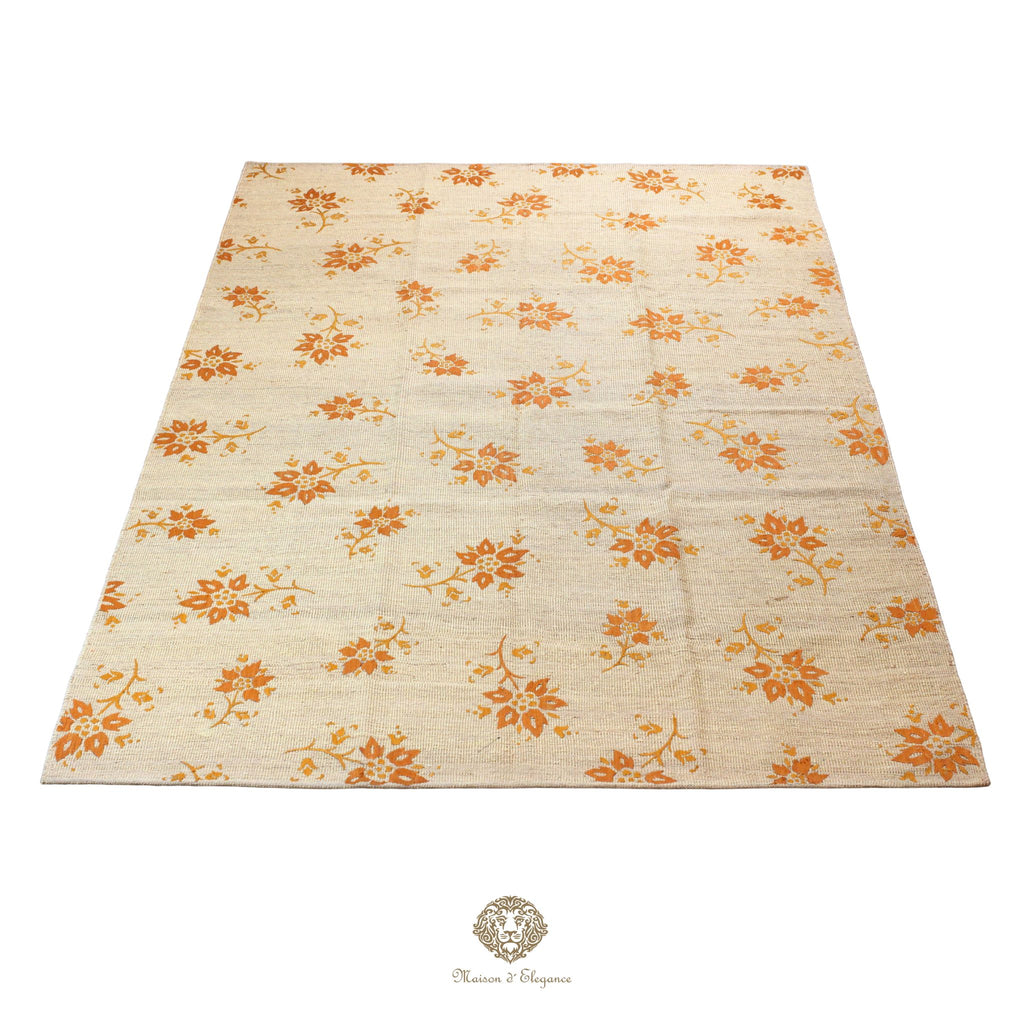 Kilim única moderna Tejido a Mano | Alfombra Plana de Lana y Seda con Tintes Naturales 207x298 cm