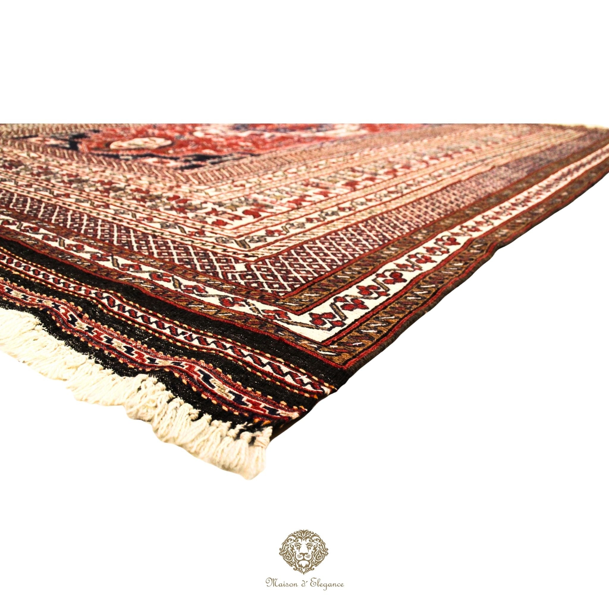 Fine Rare Flat-Weave Sumac Persian Wool Kilim | Medallion Design