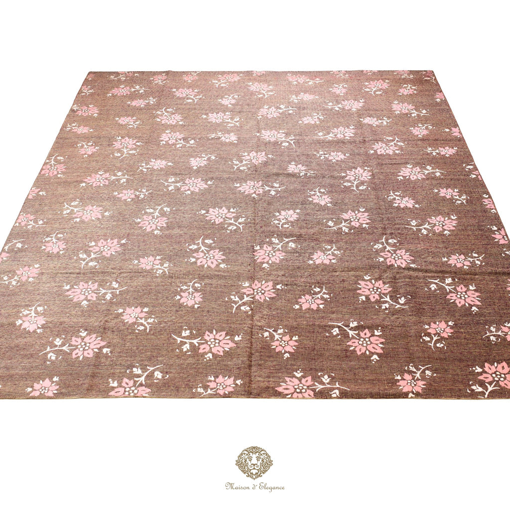 Kilim única moderna Tejido a Mano | Alfombra Plana de Lana y Seda con Tintes Naturales 300x397 cm