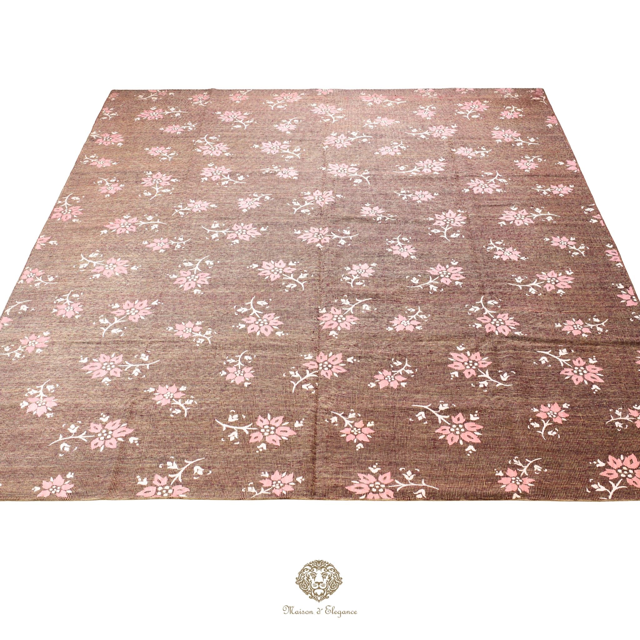 Kilim única moderna Tejido a Mano | Alfombra Plana de Lana y Seda con Tintes Naturales 300x397 cm