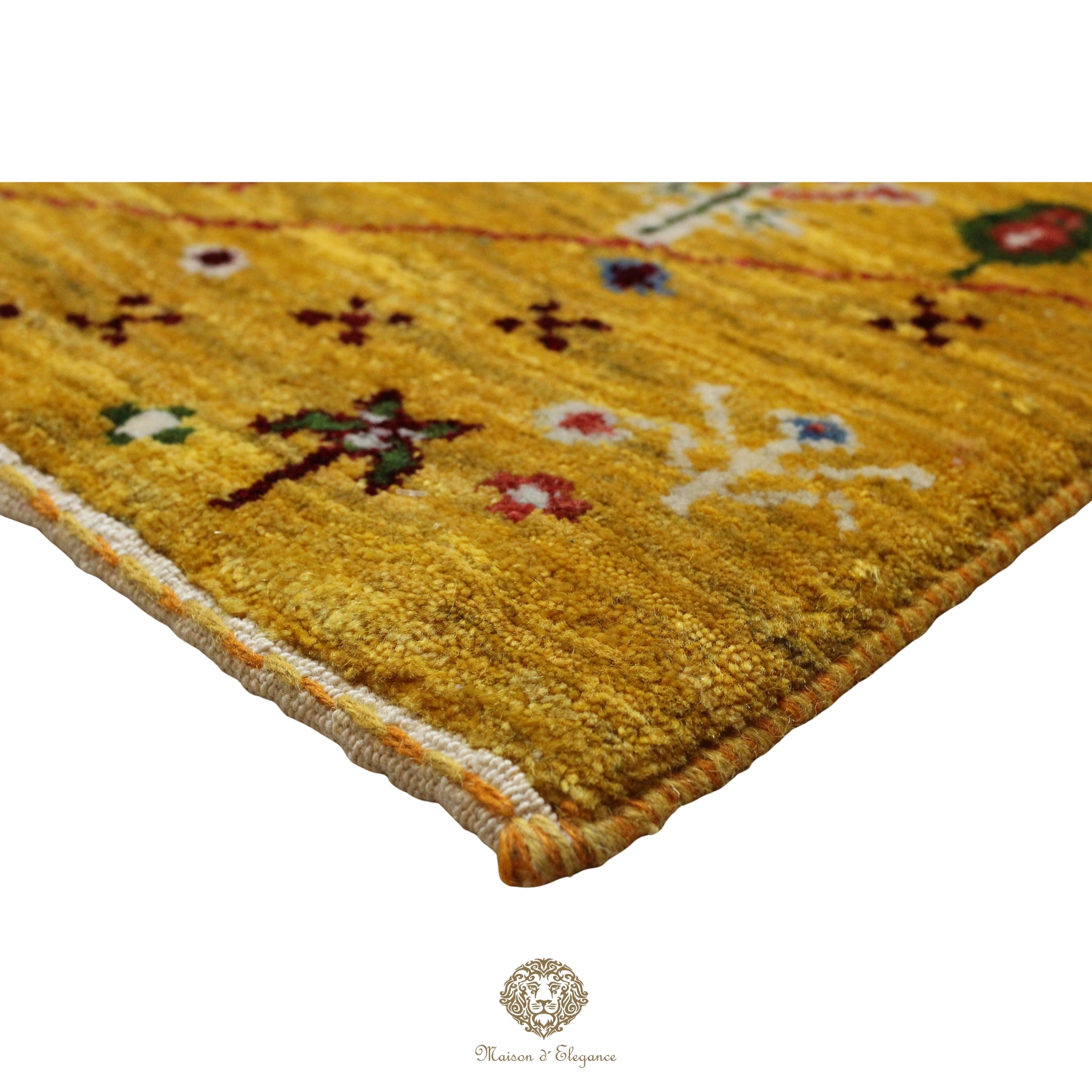 Alfombra Loribaft amarilla persa Artesano nómada | Lana Artesanal 80x116 cm