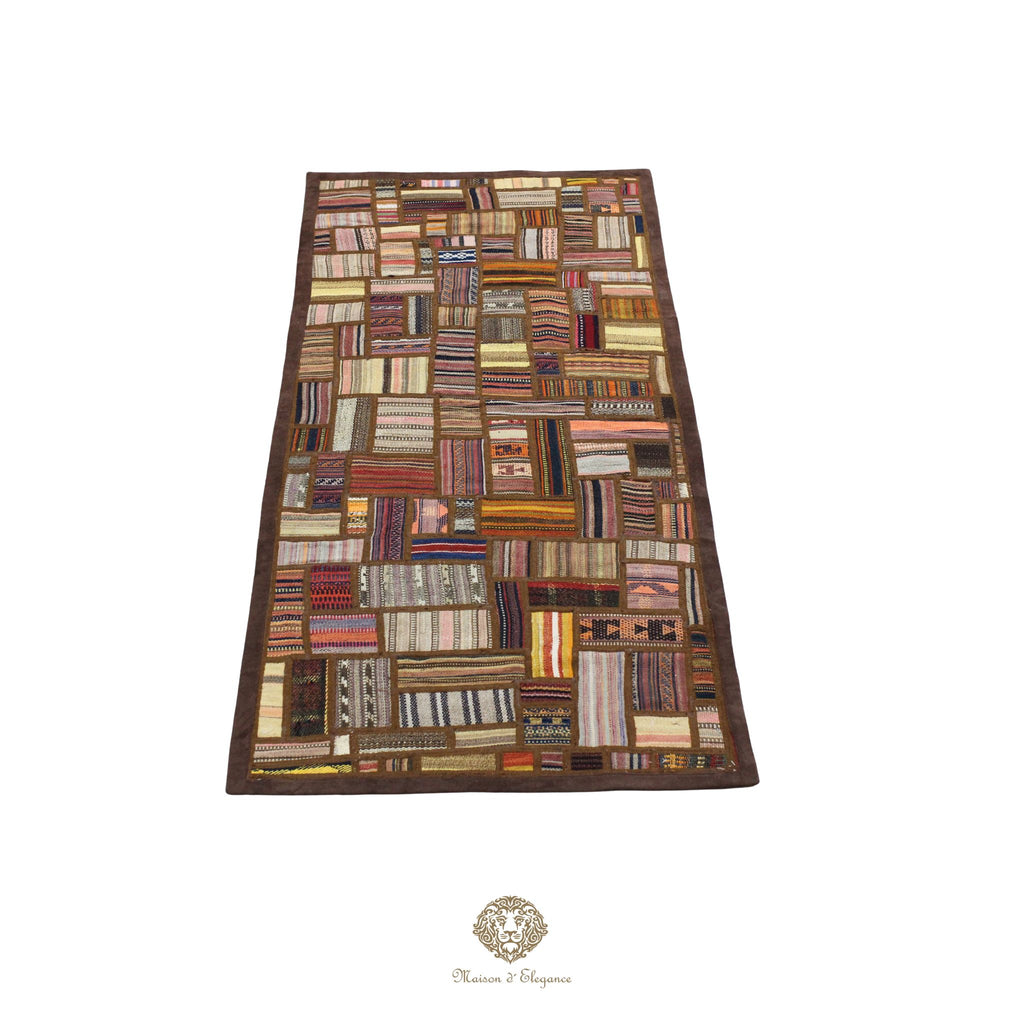 Alfombra persa Kilim Patchwork Runner | Cosido con refuerzo de cuero 69x148 cm