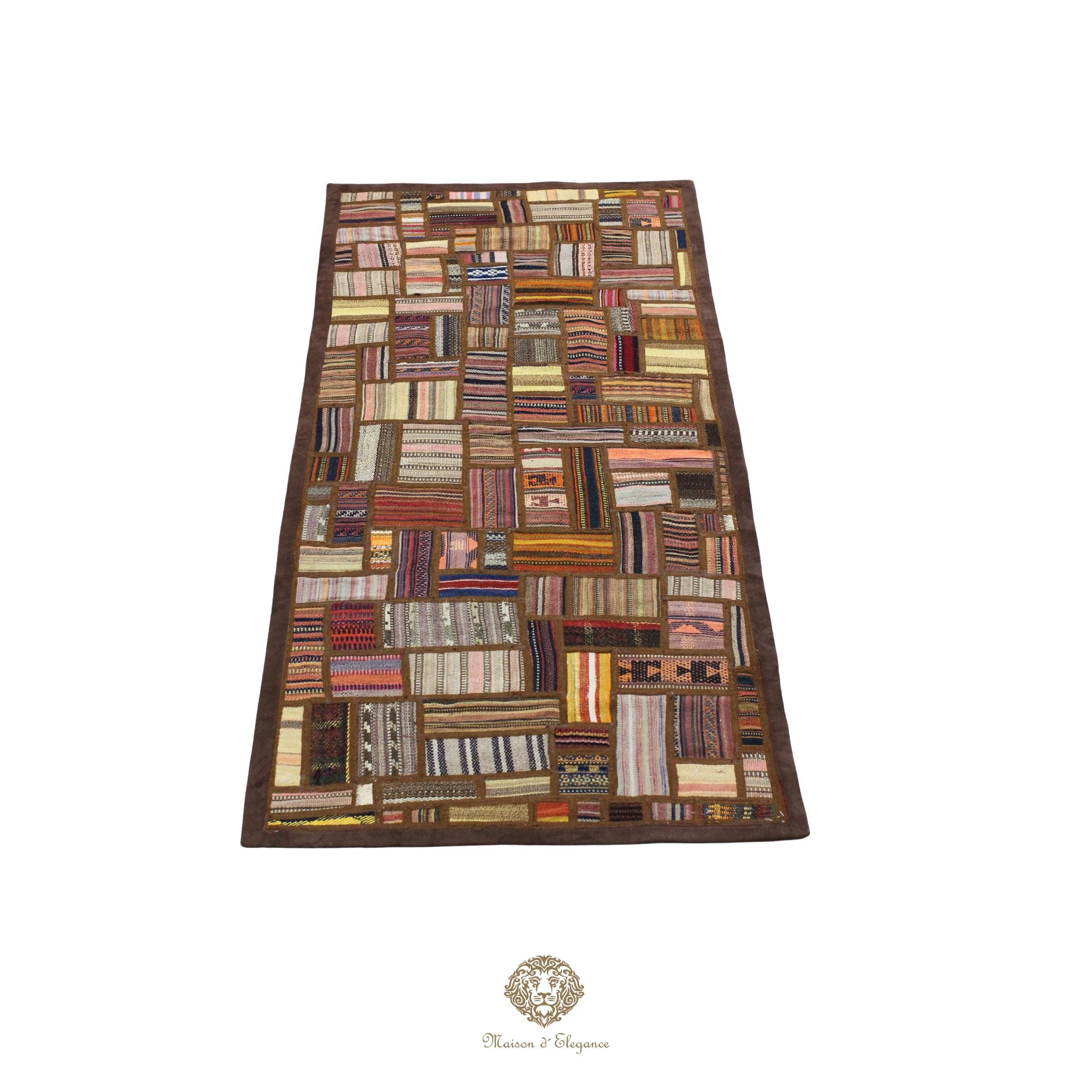Alfombra persa Kilim Patchwork Runner | Cosido con refuerzo de cuero 69x148 cm