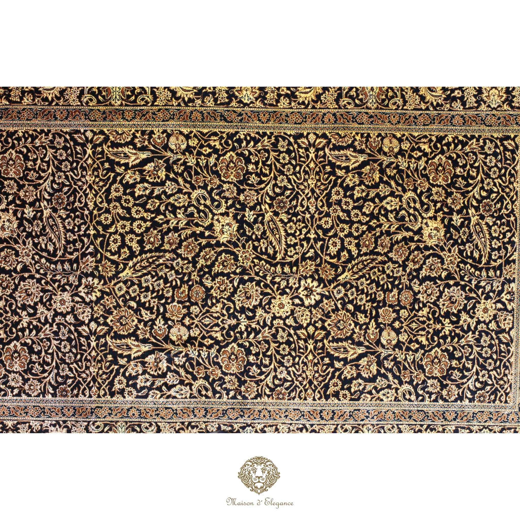Alfombra persa exclusiva de seda pura, anudada a mano, teñida de forma natural, obra maestra de alta gama, firmada, 100x152 cm