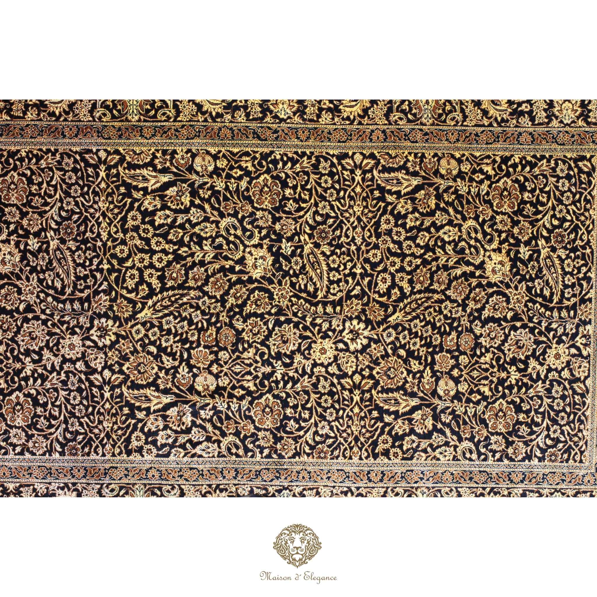 Alfombra persa exclusiva de seda pura, anudada a mano, teñida de forma natural, obra maestra de alta gama, firmada, 100x152 cm