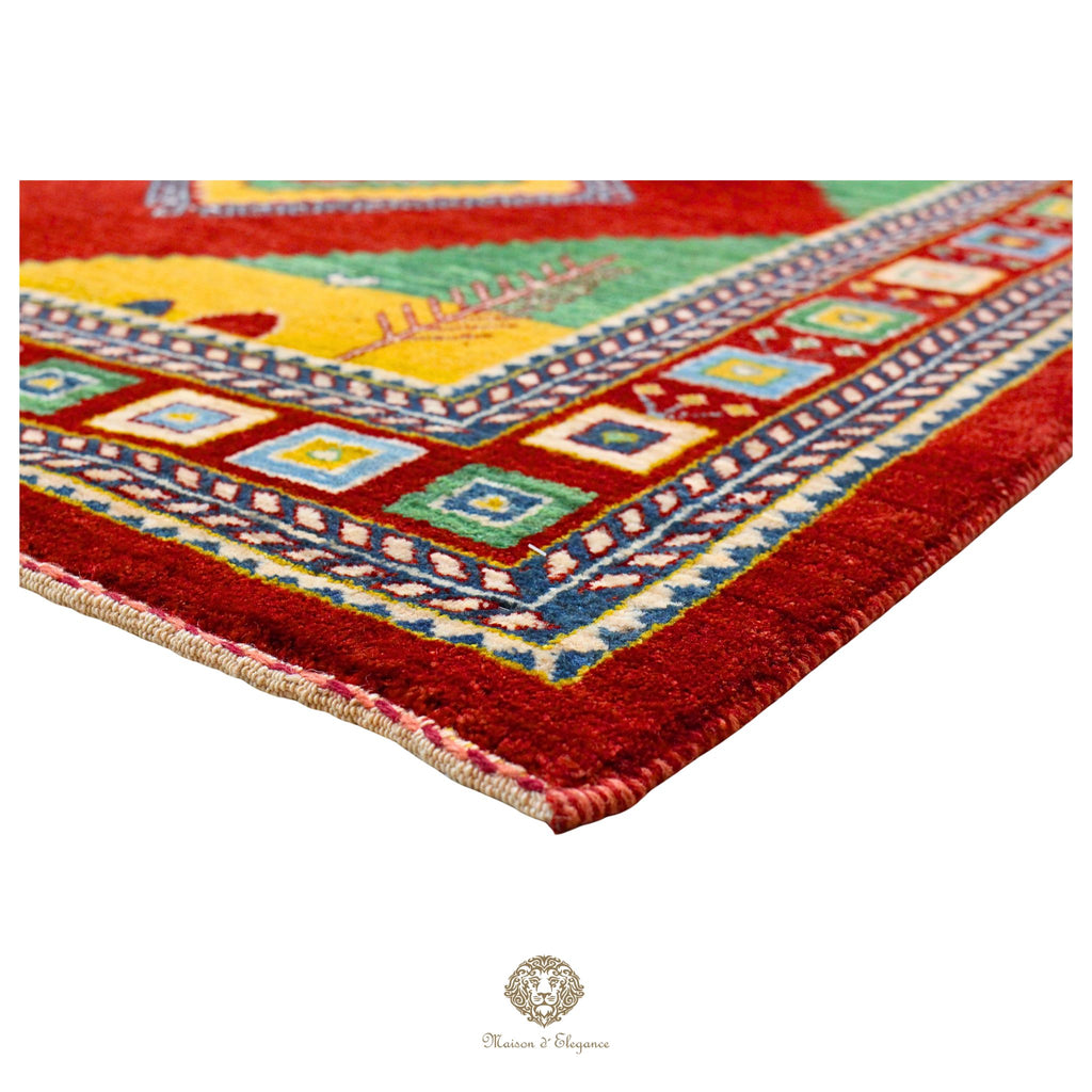 Alfombra persa Kashkuli colorida naturale | Gabbeh de lana hecha a mano 124 x 183 cm