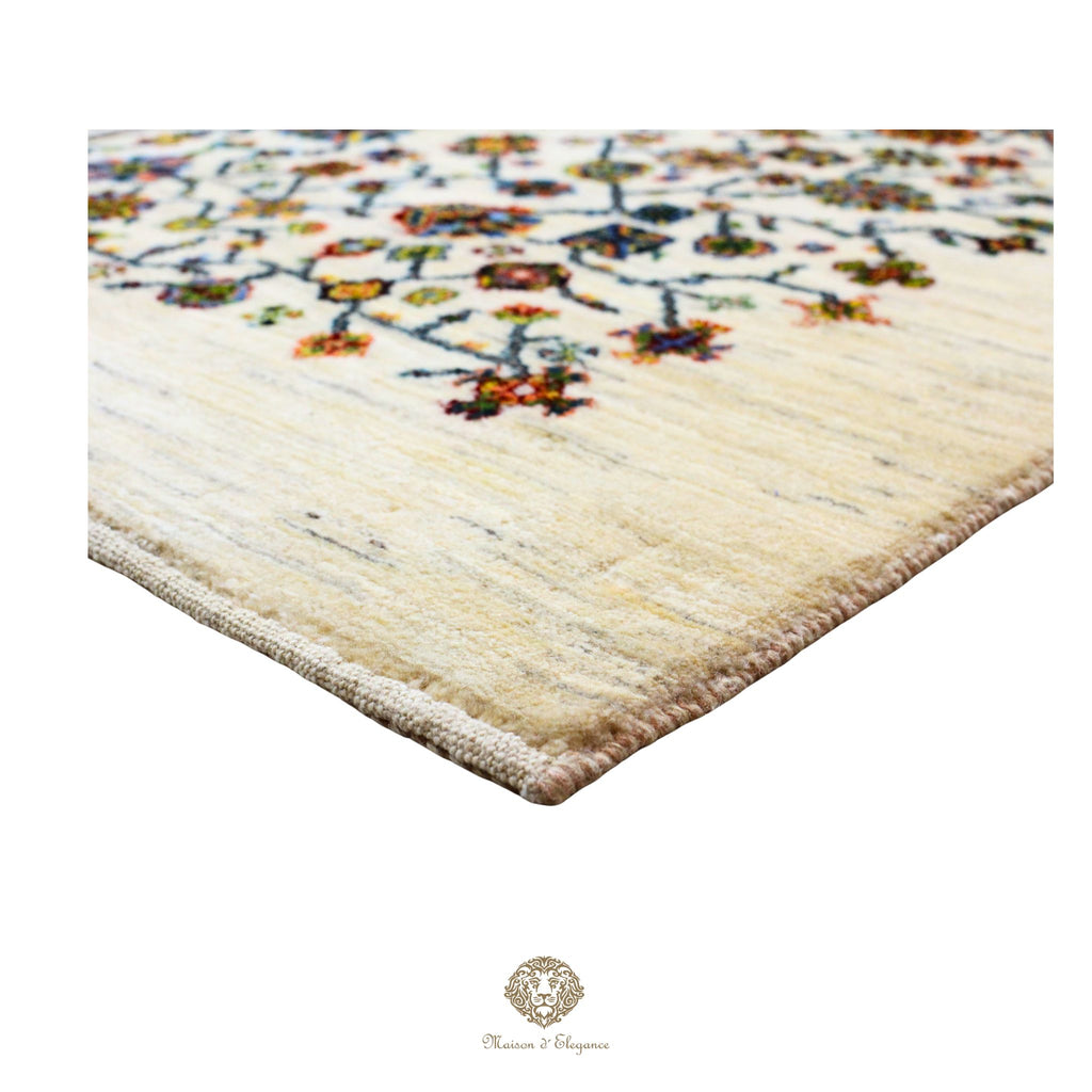 Alfombra persa Trible Fine Kashkuli con tintes naturales | Loribaft de lana hecha a mano 147 x 200 cm