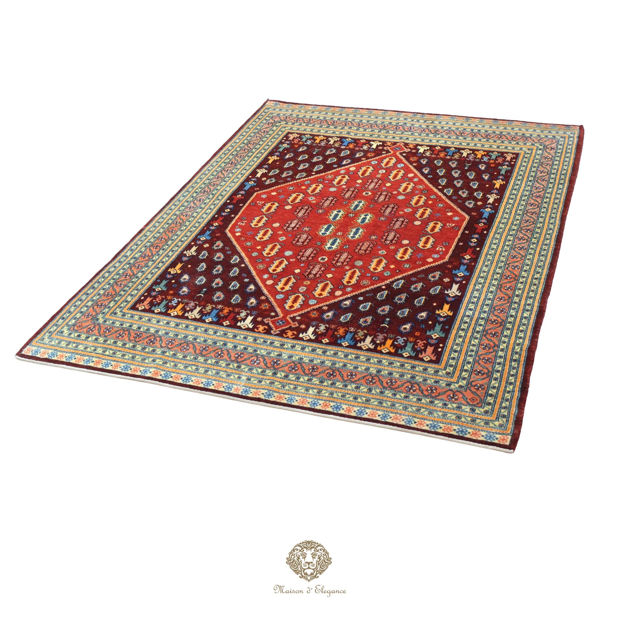 Alfombra persa Trible Fine Kashkuli con tintes naturales | Loribaft de lana hecha a mano 160 x 220 cm