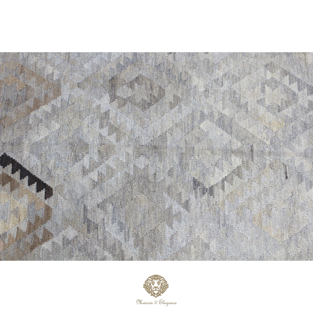Alfombra Kilim Geométrico Transicional 135x194cm Lana Pura Teñido Natural - Artesanal