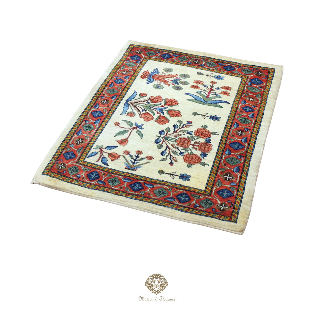 Alfombra persa Trible Fine Kashkuli con tintes naturales | Gabbeh de lana hecha a mano 98 x 126 cm