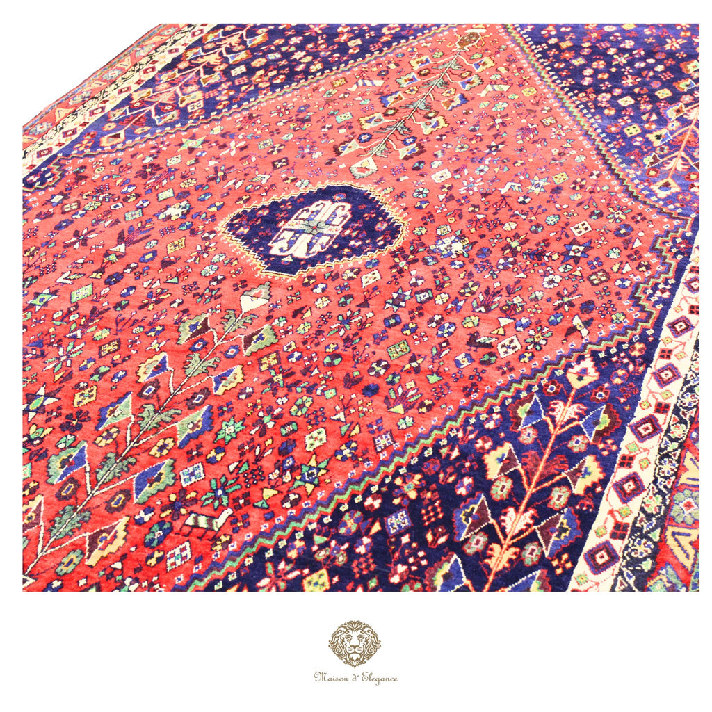 Alfombra persa Qashqai Shiraz Abadeh | Diseño geométrico tribal teñido con tintes naturales 160x263 cm