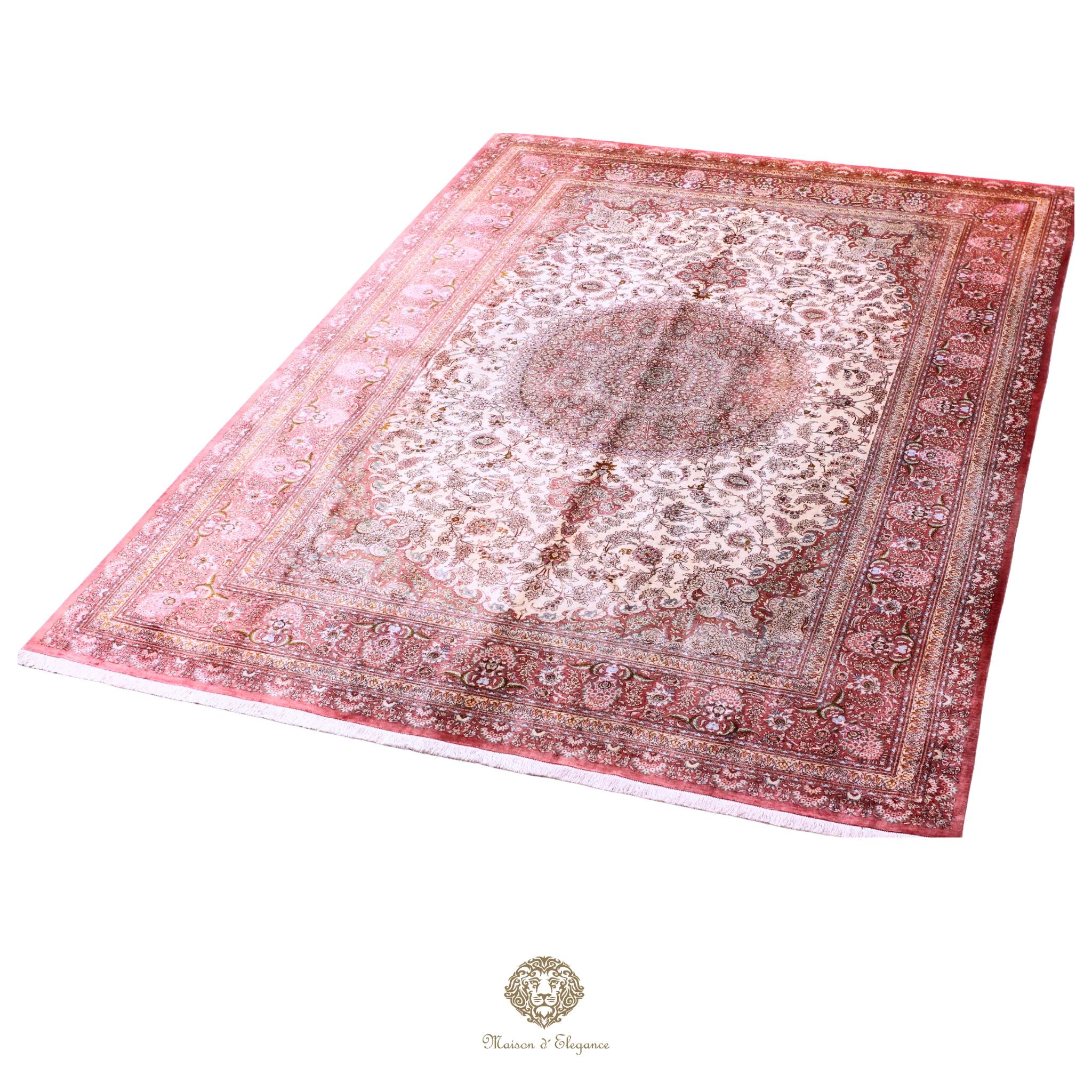 Alfombra persa exclusiva de seda pura, anudada a mano, teñida de forma natural | obra maestra de alta gama, firmada, 248 x 346 cm