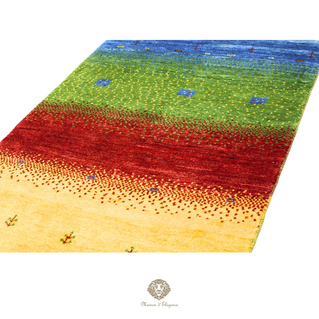 Alfombra persa Kashkuli colorida | Gabbeh de lana hecha a mano 85x121 cm