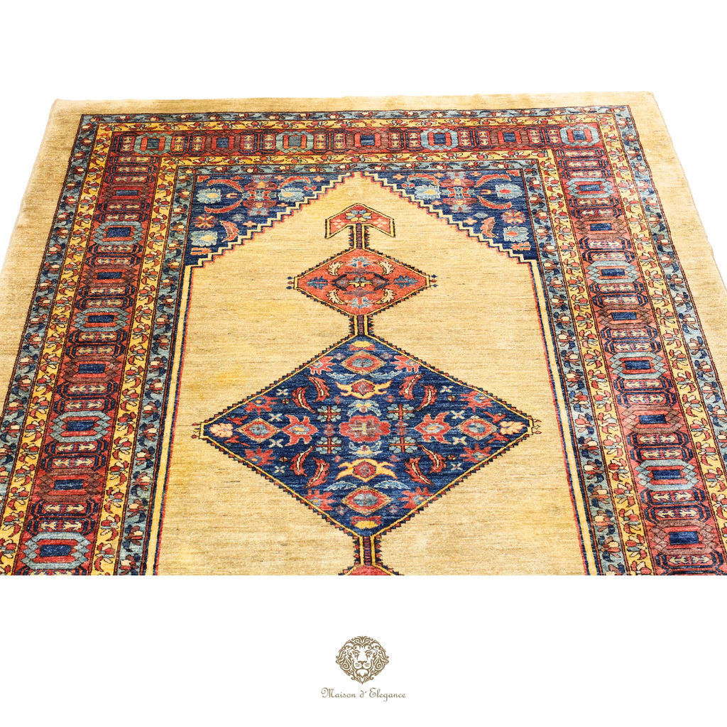 Alfombra persa de lujo estilo Bakhshayesh, lana fina | Reproducción de diseño de medallón color marfil, 240 x 342 cm
