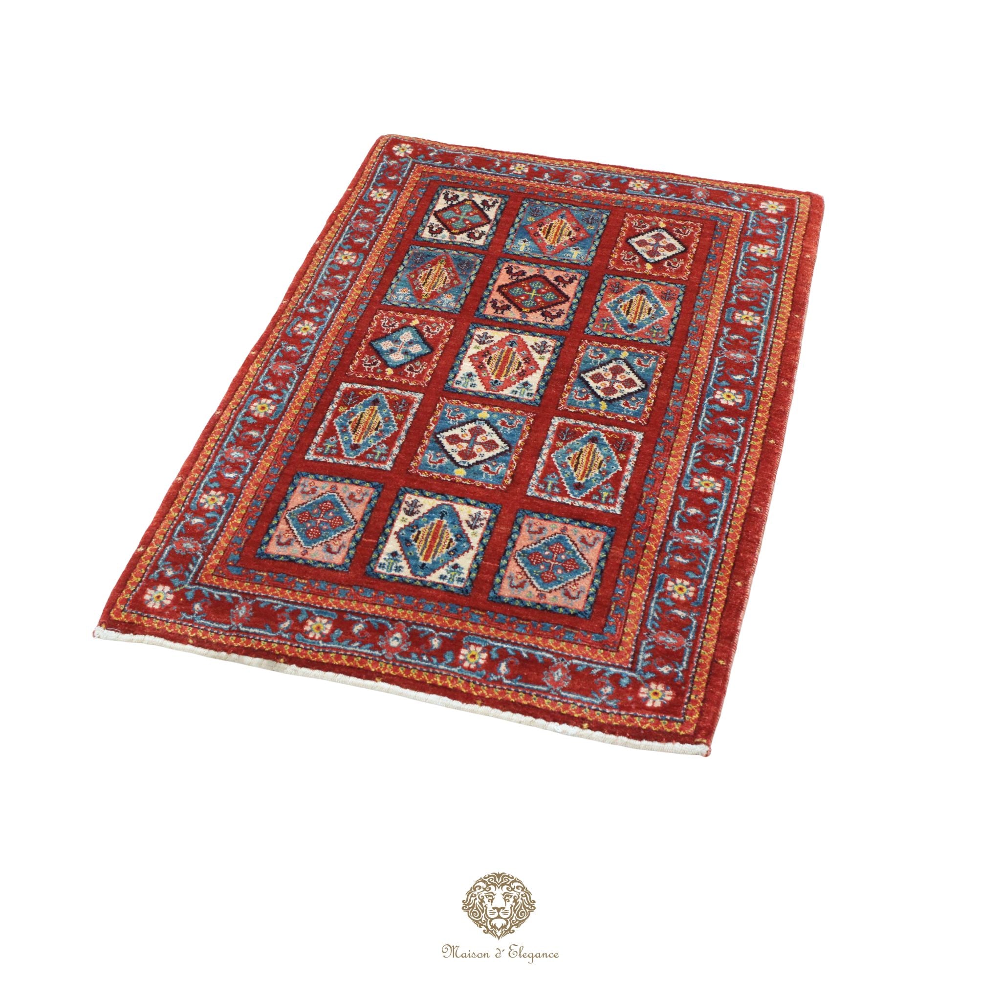 Alfombra persa Trible Fine Kashkuli con tintes naturales | Loribaft de lana hecha a mano 84 x 127 cm