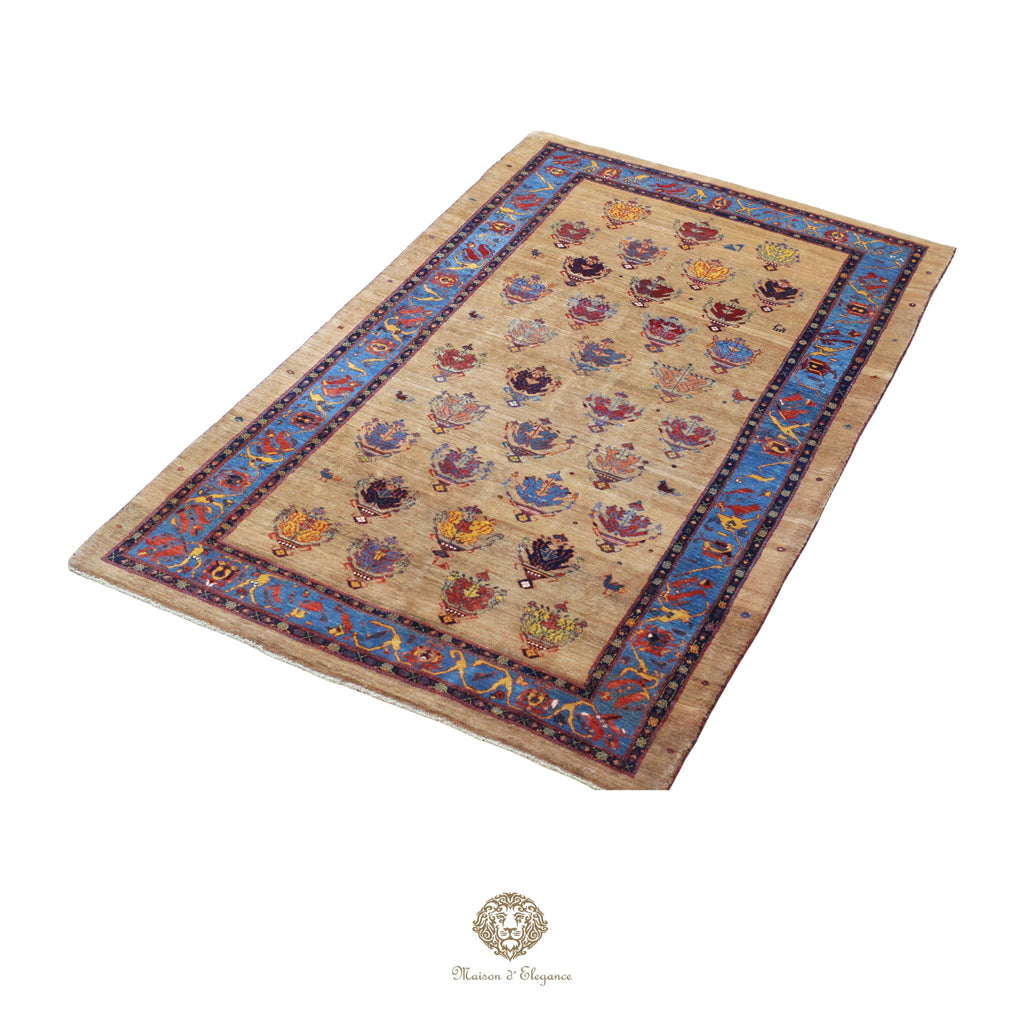 Alfombra persa Trible Fine Kashkuli con tintes naturales | Loribaft de lana hecha a mano 153 x 270 cm