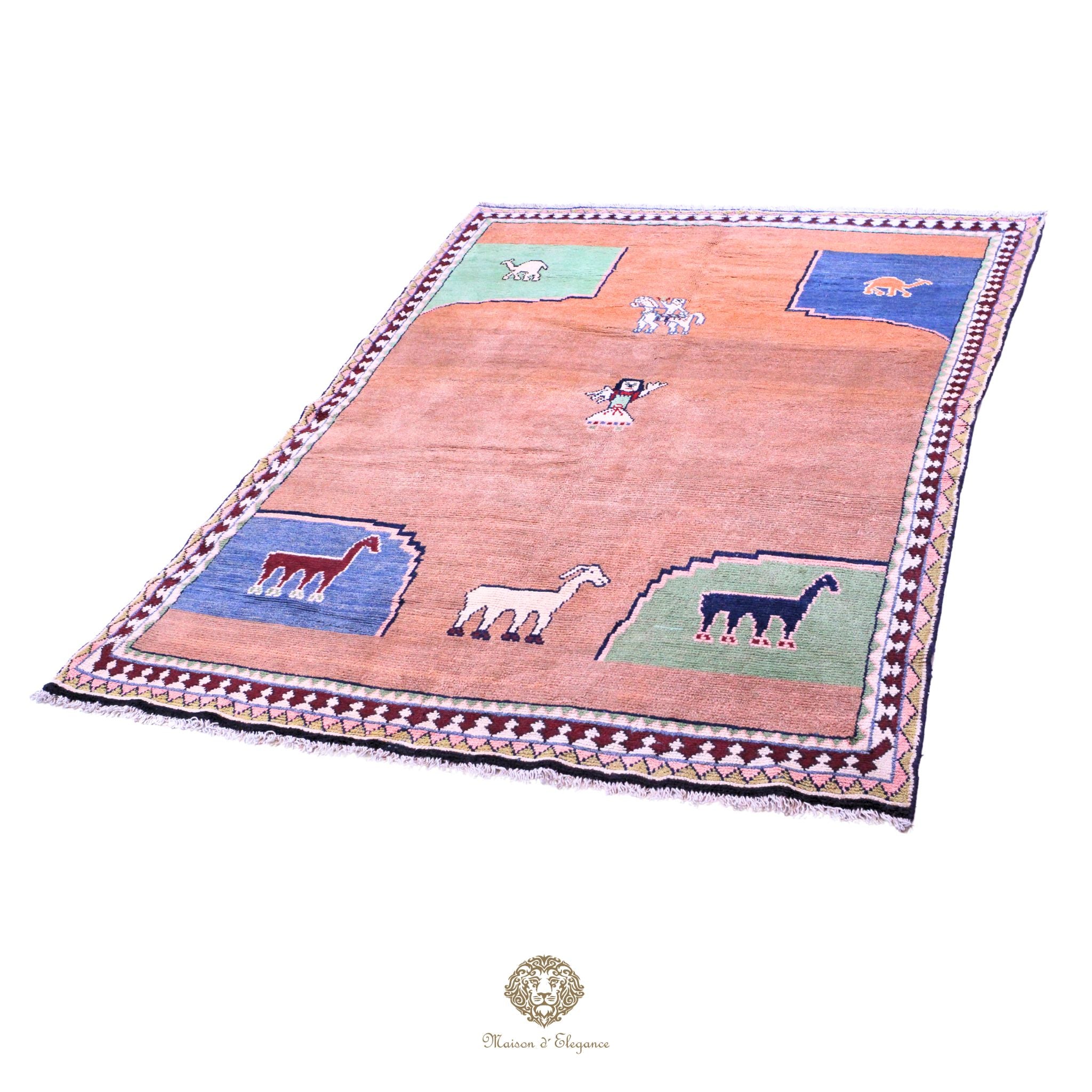 Alfombra persa Trible Gabbeh con tintes naturales | Loribaft de lana hecha a mano 191 x 275 cm