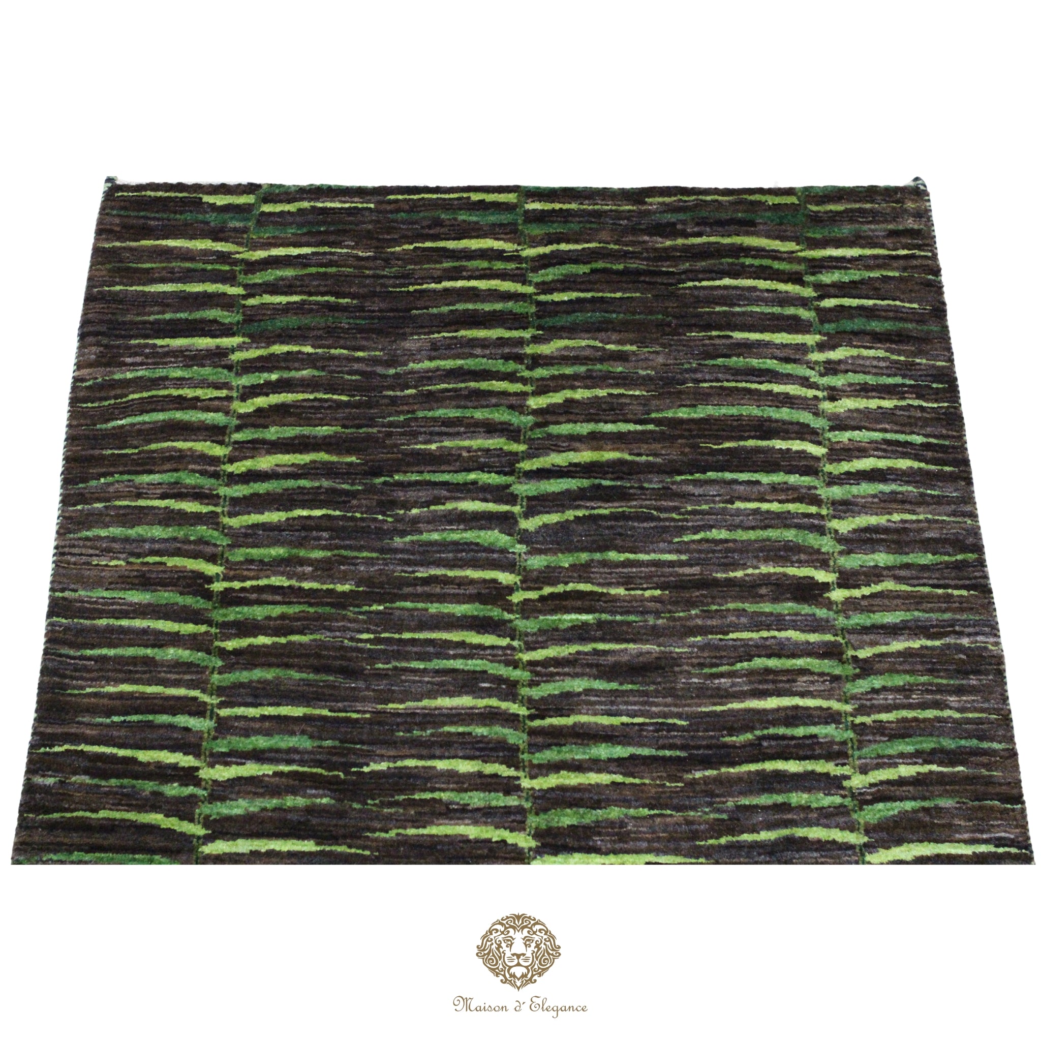 Alfombra Kashkuli Verde Persa Lana 100% Hecha a Mano 86x116 cm