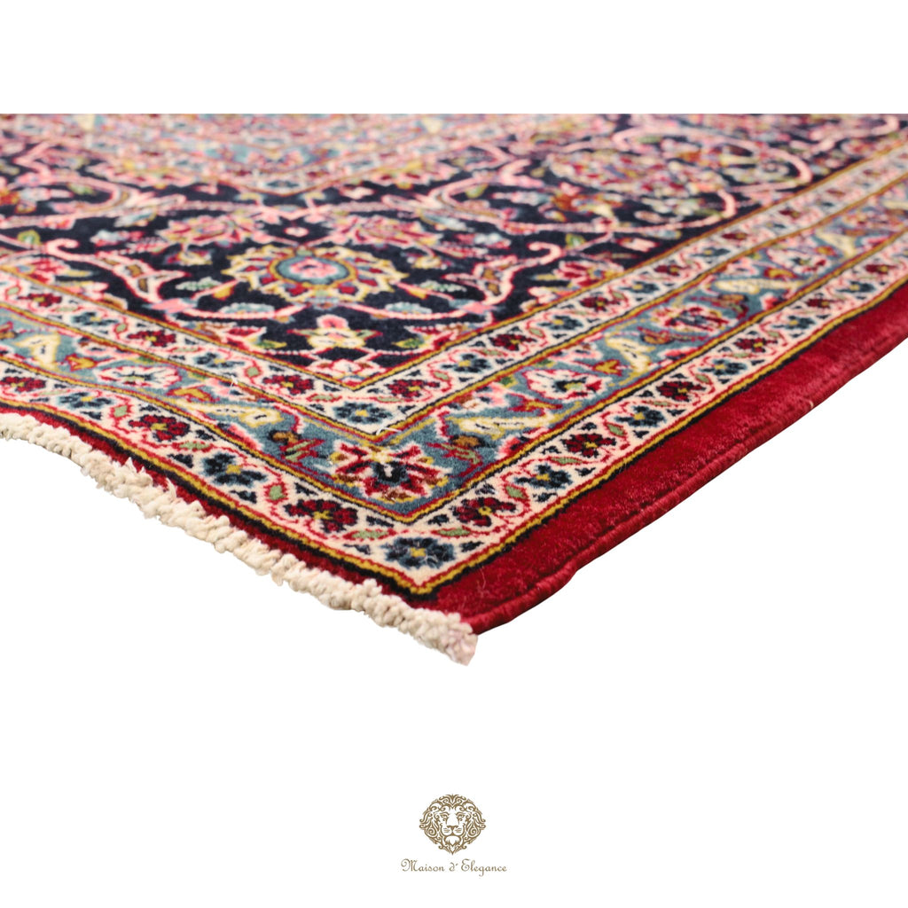 Impresionante alfombra clásica persa Kashan con diseño de medallón | Colores naturales vibrantes 300 x 395 cm