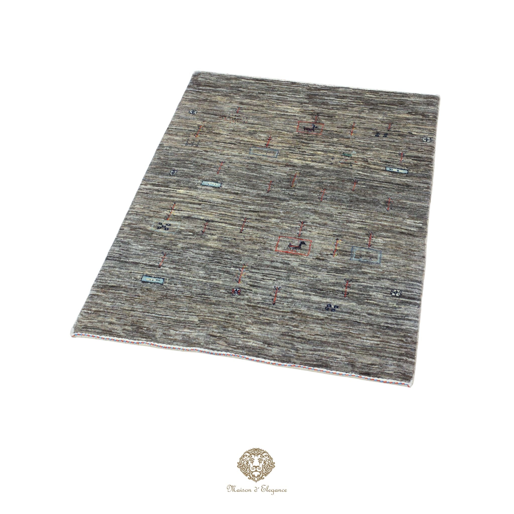 Alfombra persa Kashkuli gris tribal naturale color | Gabbeh de lana hecha a mano 85 x 117 cm