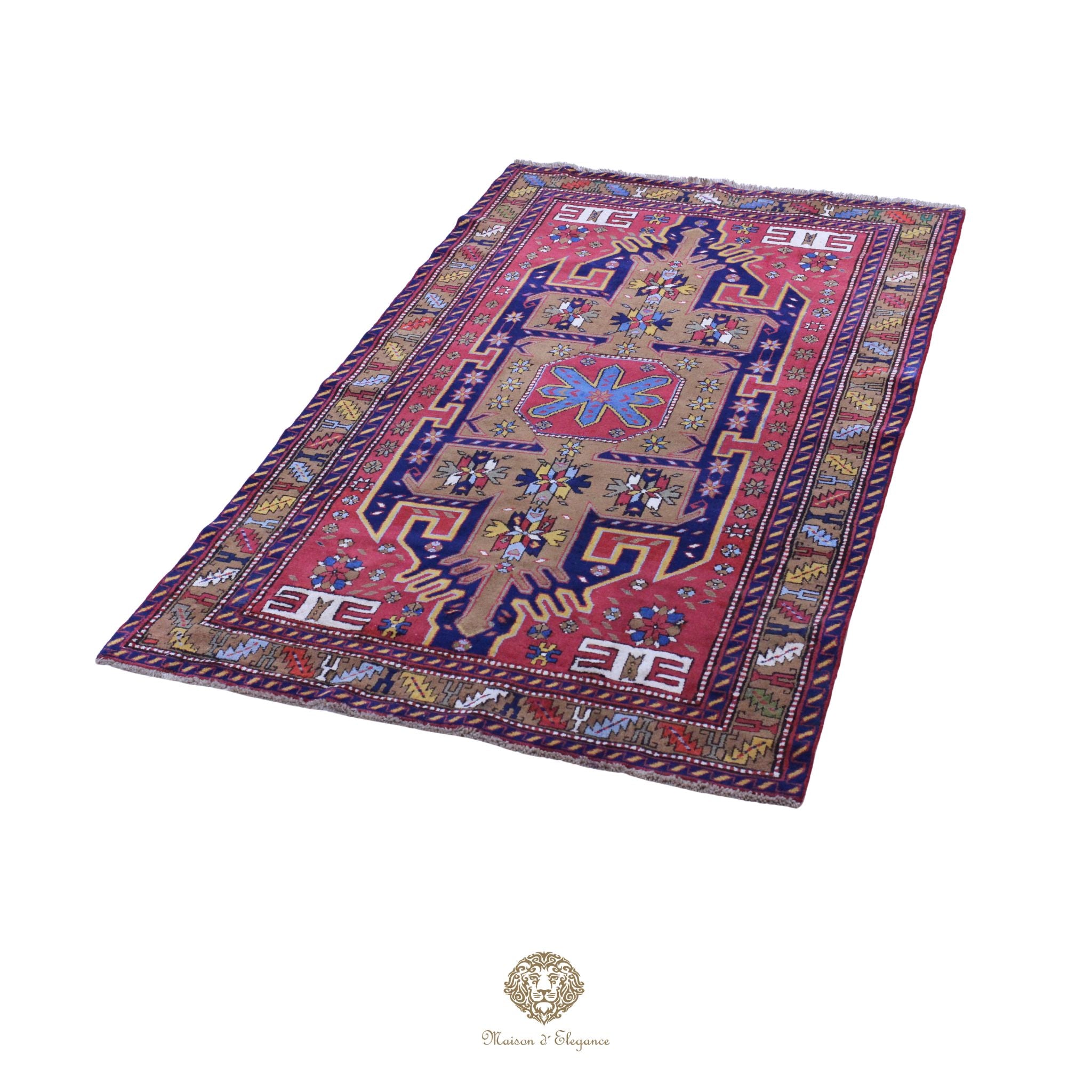 Alfombra Hamedan Lana Centro Geométrico Persa Tradicional 117 x 200 cm