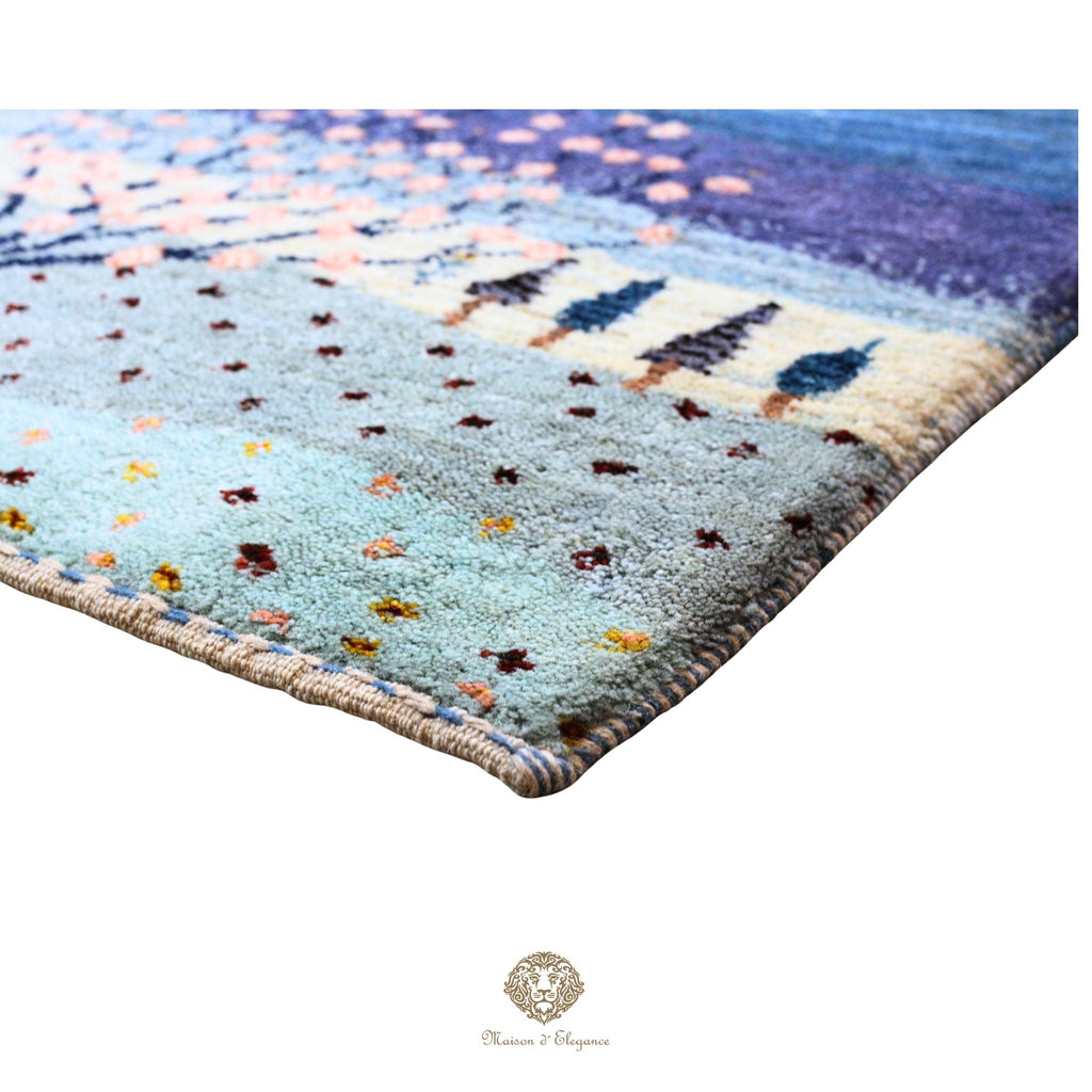 Alfombra persa Kashkuli azul | Gabbeh de lana hecha a mano 168 x 243 cm
