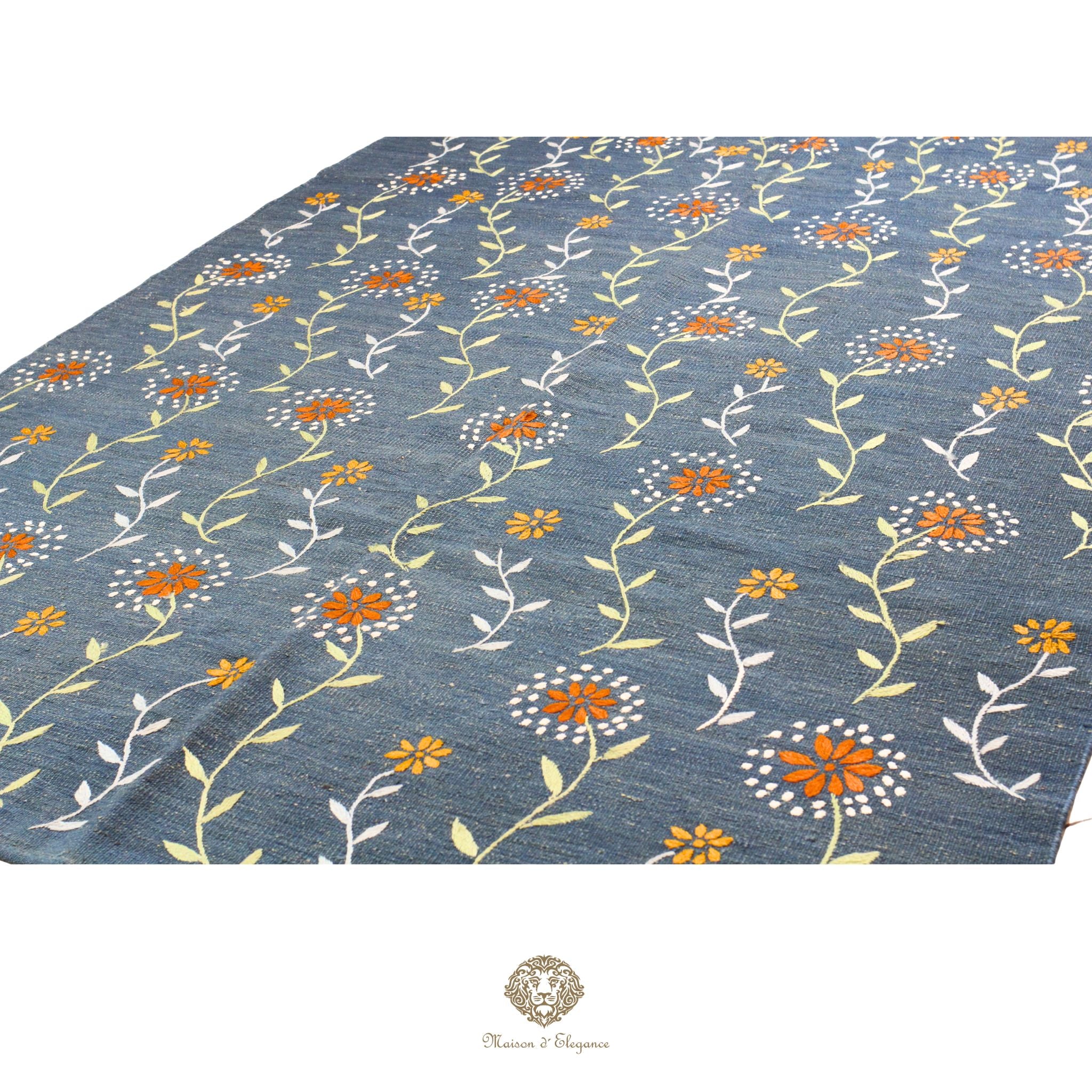 Kilim única moderna Tejido a Mano | Alfombra Plana de Lana y Seda con Tintes Naturales 170x227 m