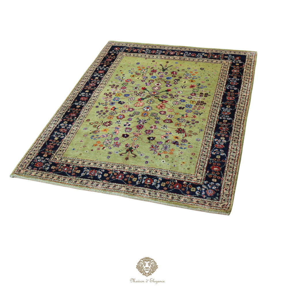 Alfombra persa Trible Fine Kashkuli con tintes naturales | Loribaft de lana hecha a mano 129 x 177 cm