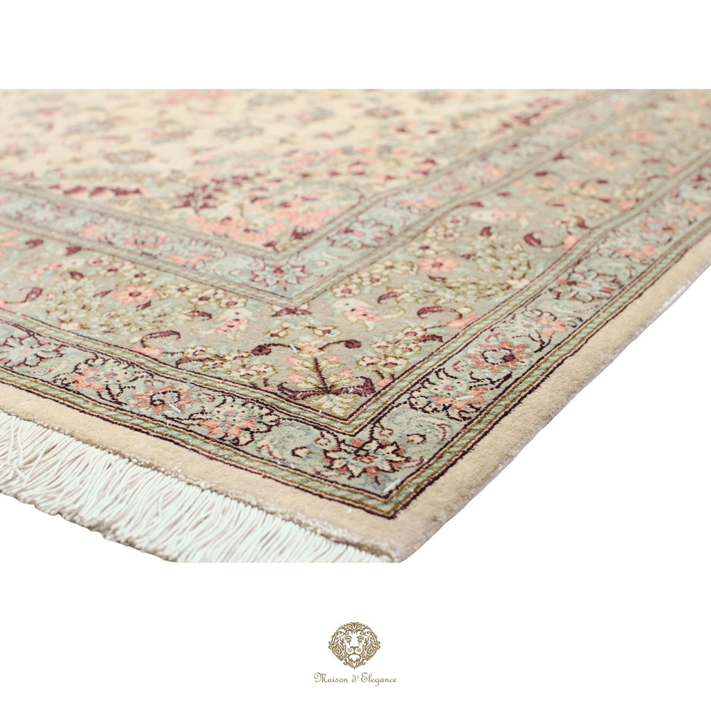 Alfombra persa exclusiva de seda pura, anudada a mano, teñida de forma natural, obra maestra de alta gama, firmada, 99 x 155 cm