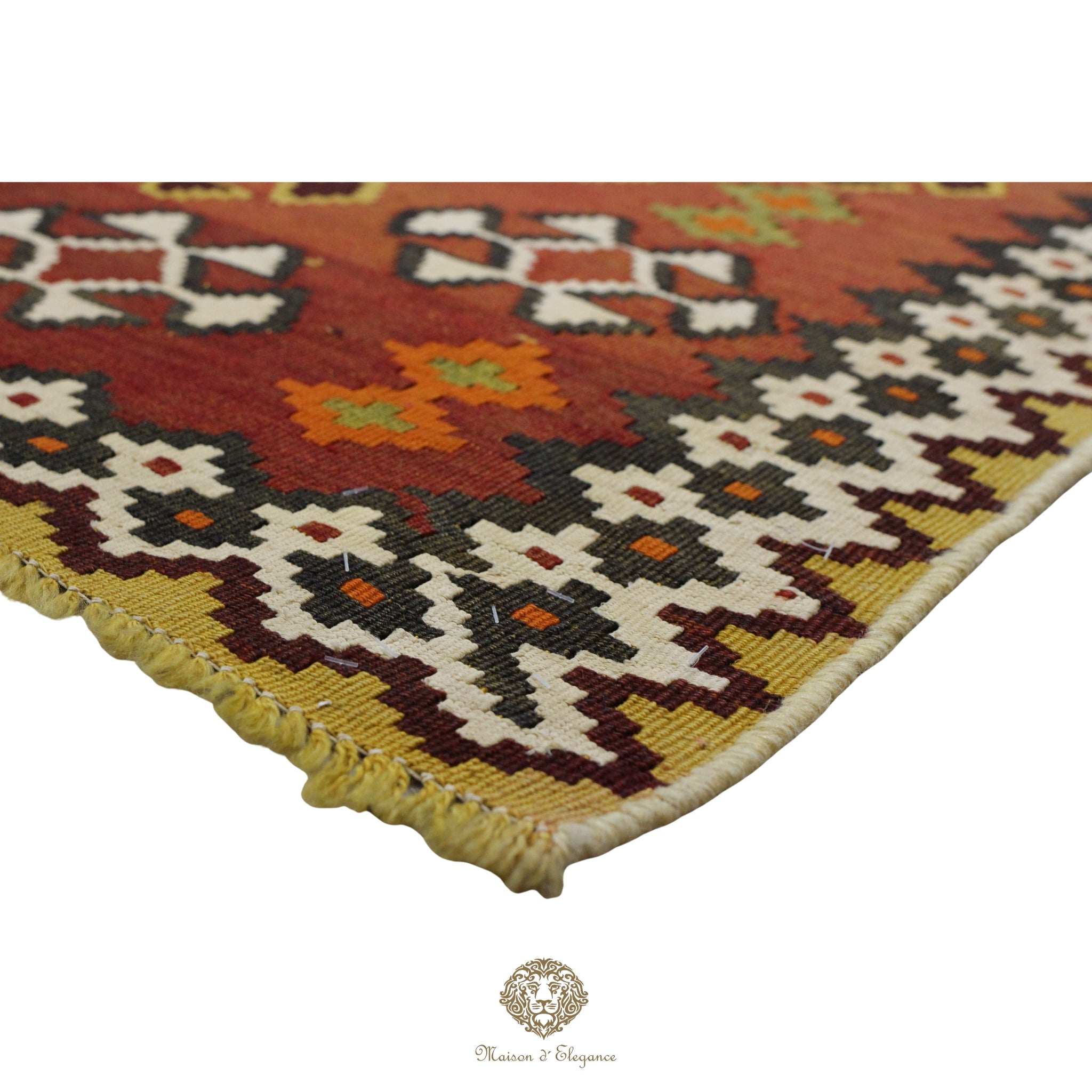 Alfombra Kilim Persa Qashqai Antigua Lana | Diseño Geométrico 116x204 cm