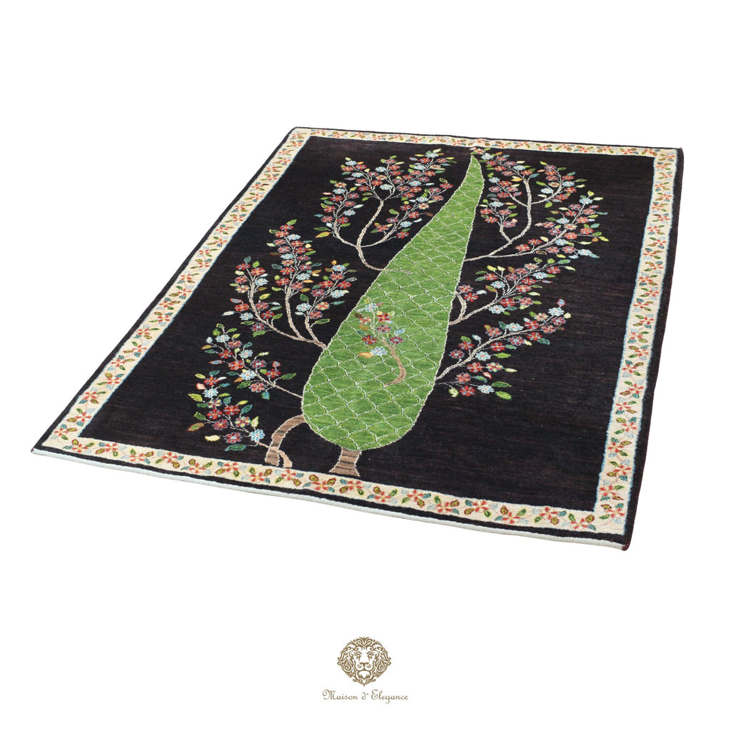 Alfombra persa de lana hecha a mano Kashkuli Nomadic | Diseño Cypress 157 x 206 cm