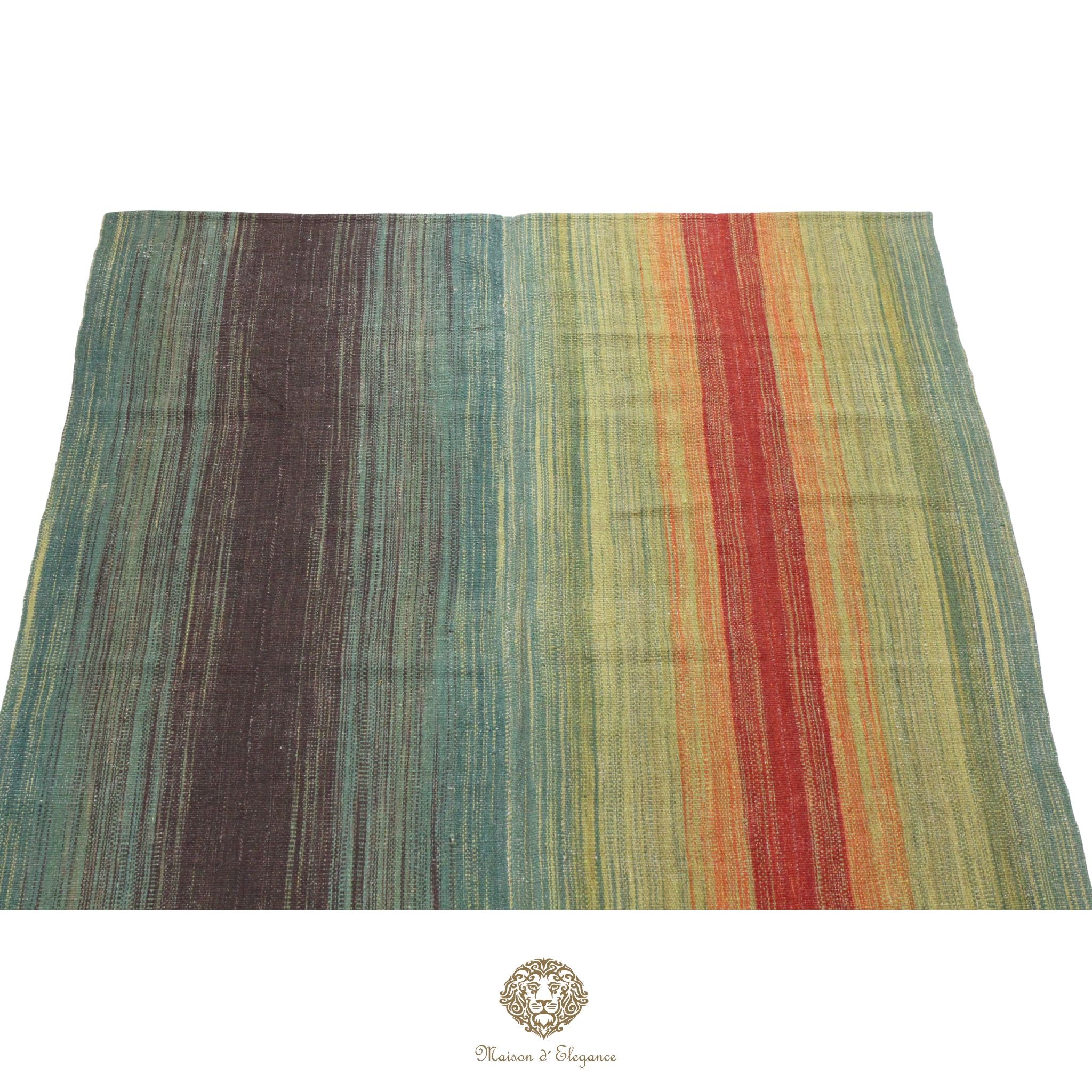 Alfombra Kelim Kia Sar Amarillo Verde Intenso Lana 186x240 cm