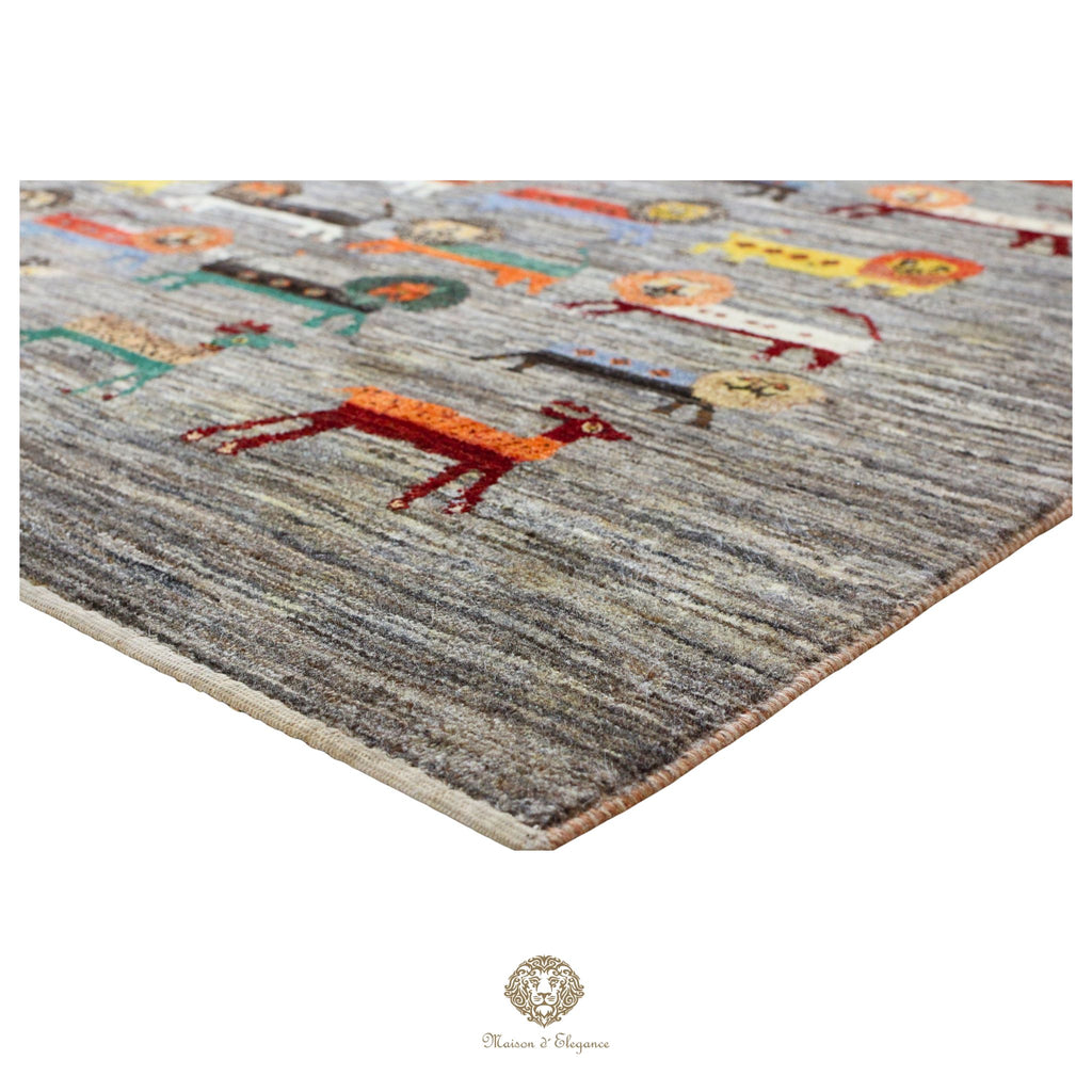 Alfombra persa Kashkuli colorido tribal naturale color | Gabbeh de lana hecha a mano 192 x 193 cm