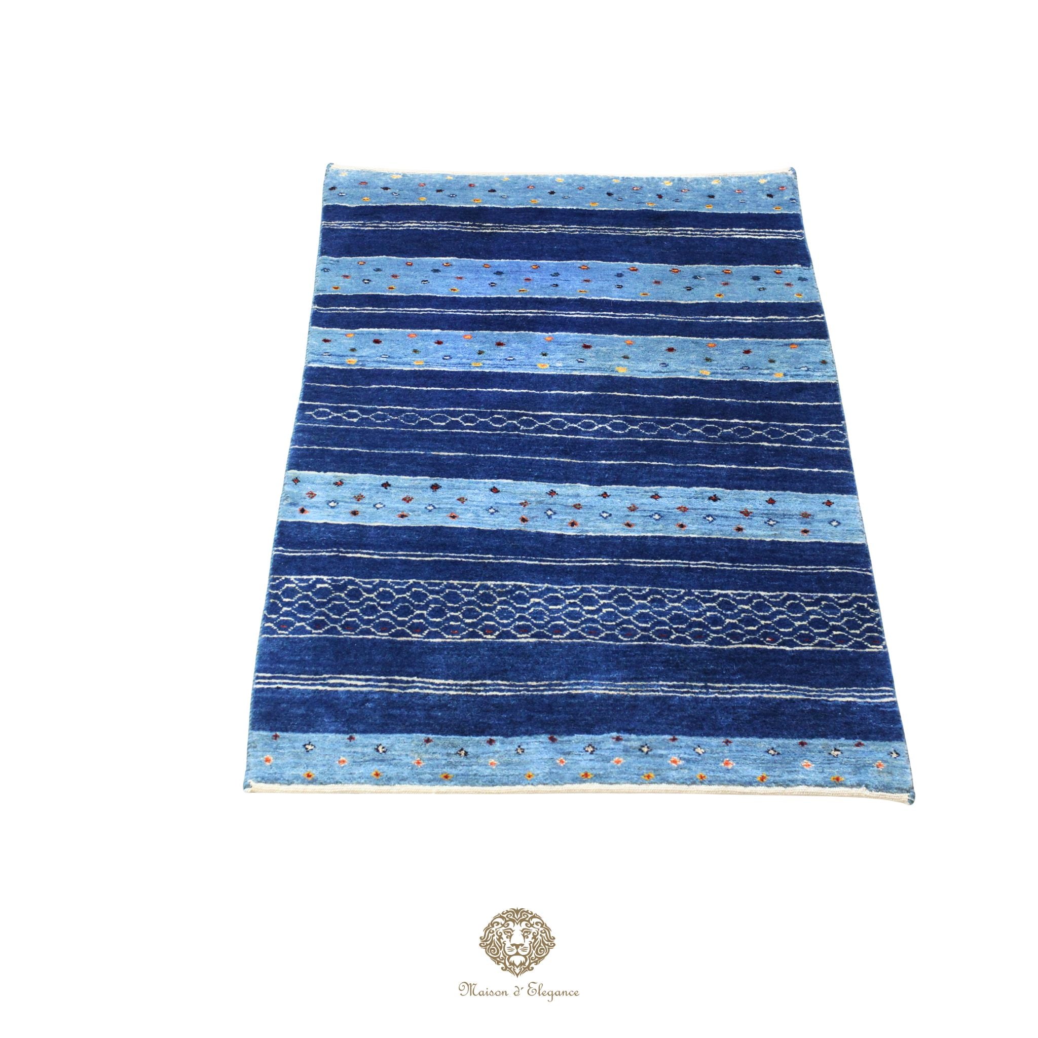 Alfombra persa Kashkuli azul | Gabbeh de lana hecha a mano 79x120 cm