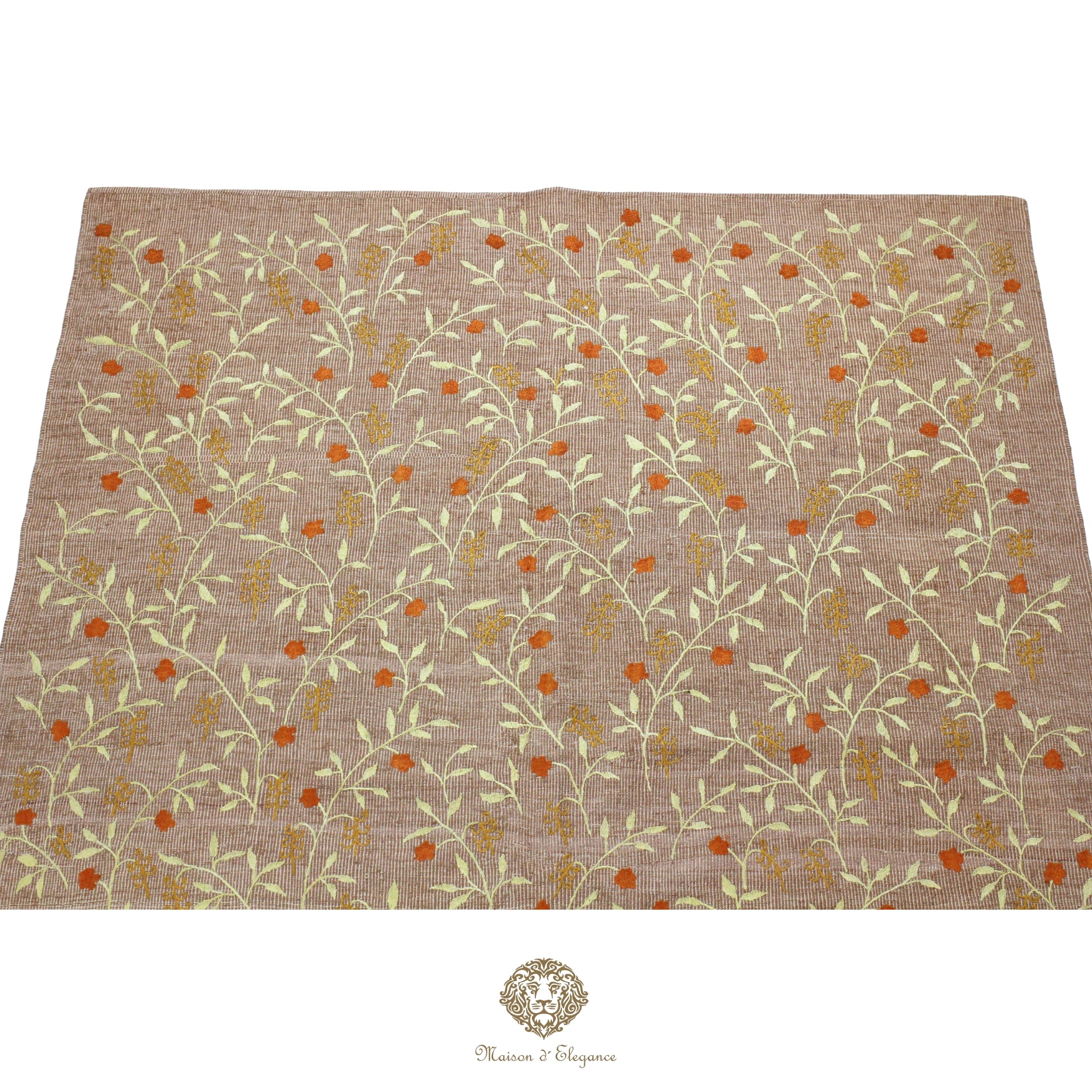 Decorative placemat with floral pattern on a beige background