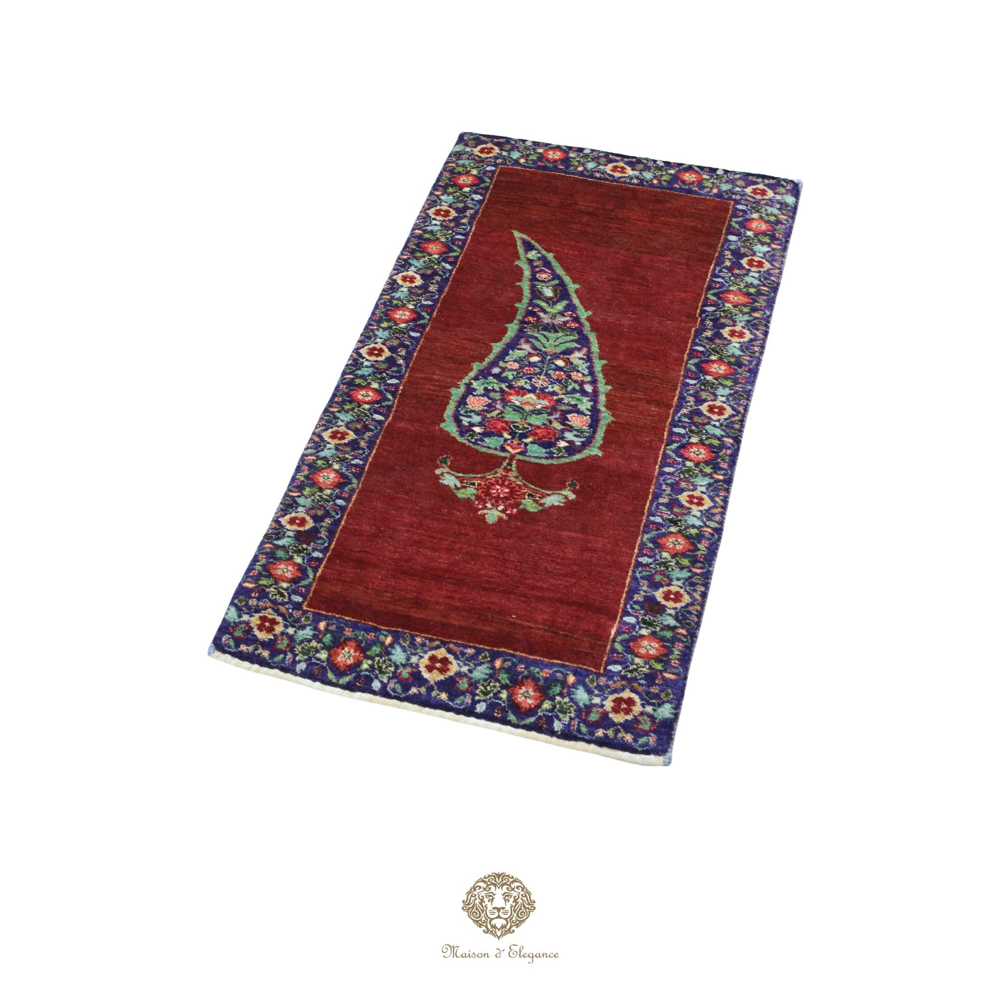 Alfombra persa de lana hecha a mano Kashkuli Nomadic | Diseño Cypress 57 x 108 cm