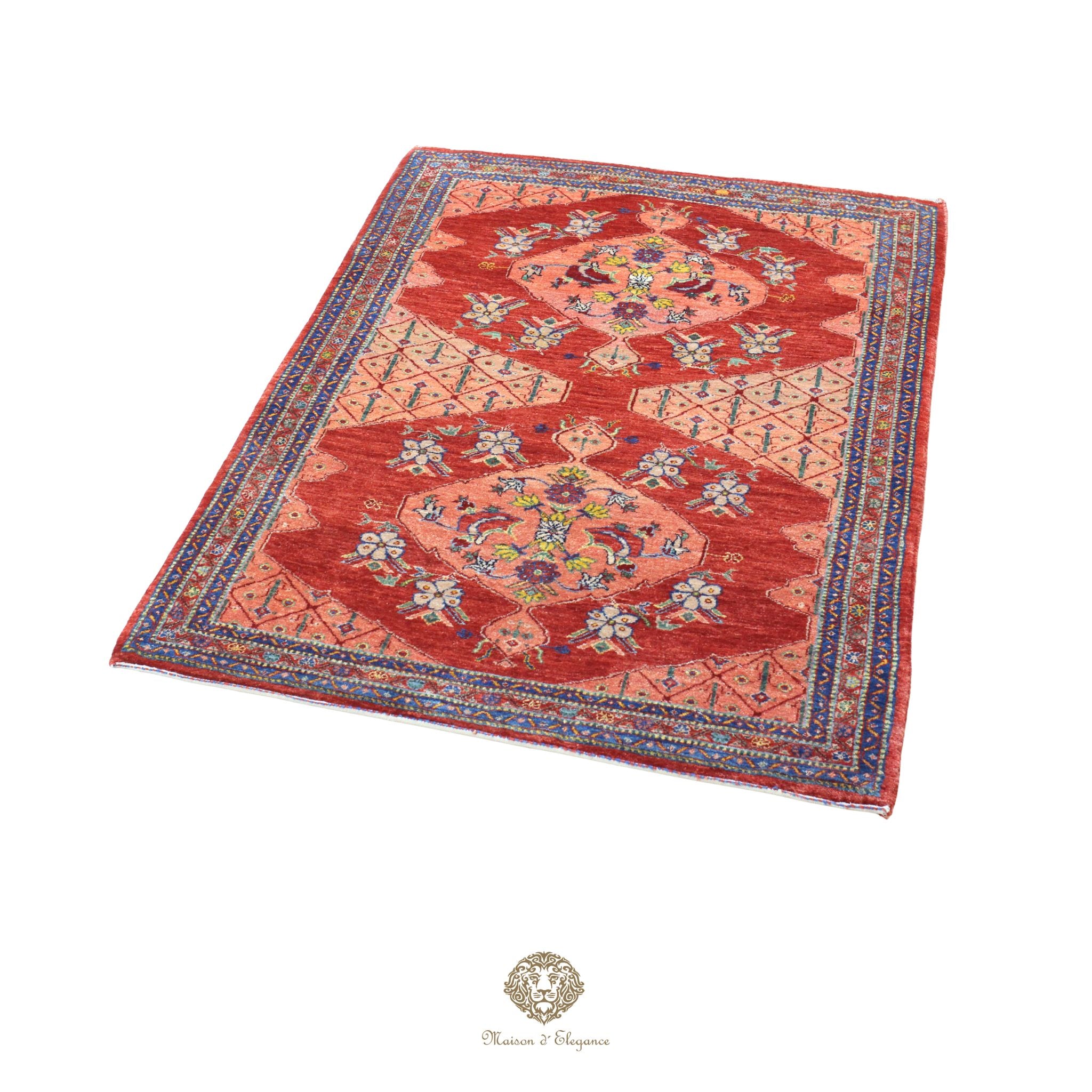 Alfombra persa Trible Fine Kashkuli con tintes naturales | Loribaft de lana hecha a mano 109 x 149 cm