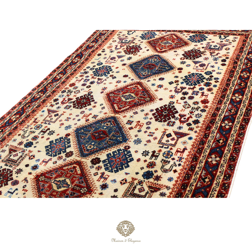 Alfombra persa Trible Fine Kashkuli con tintes naturales | Gabbeh de lana hecha a mano 124 x 199 cm