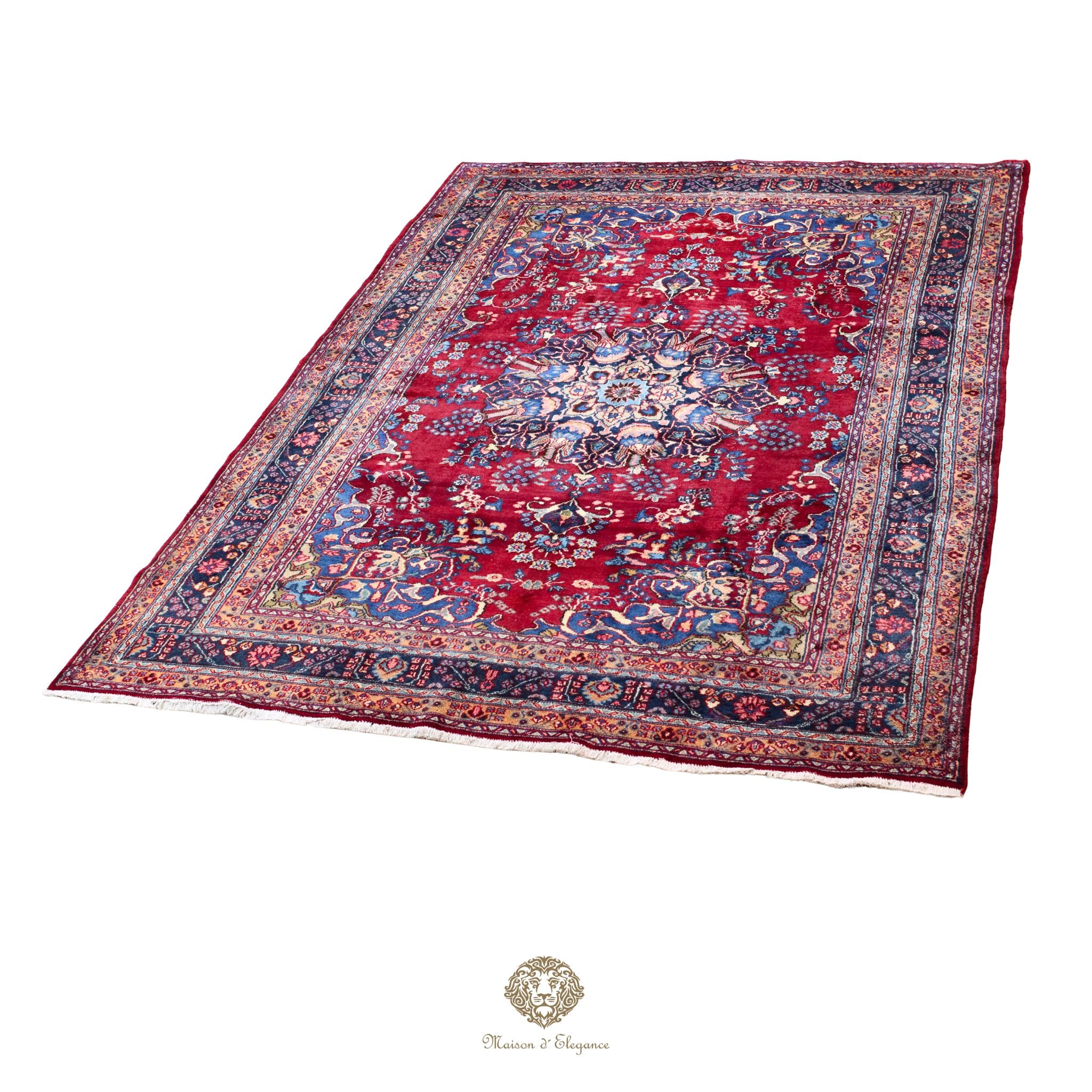 Alfombra Persa Mashhad Lana | Floral Medallón Design  Rojo 244 x 347 cm