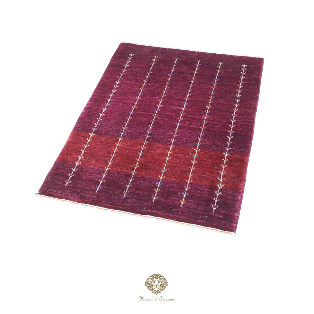 Alfombra persa Kashkuli rojo tribal naturale color | Gabbeh de lana hecha a mano 85 x 120 cm