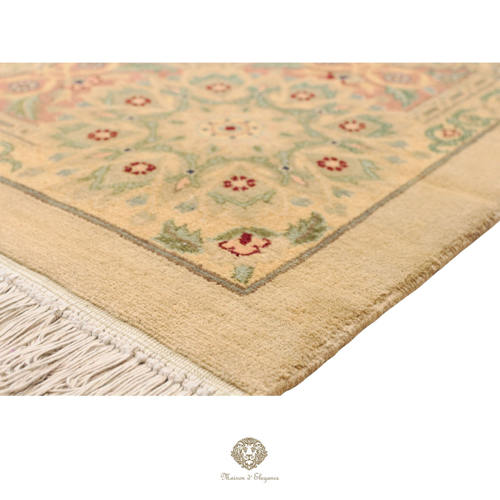 Alfombra persa Kashan | Diseño floral azul marino de lana