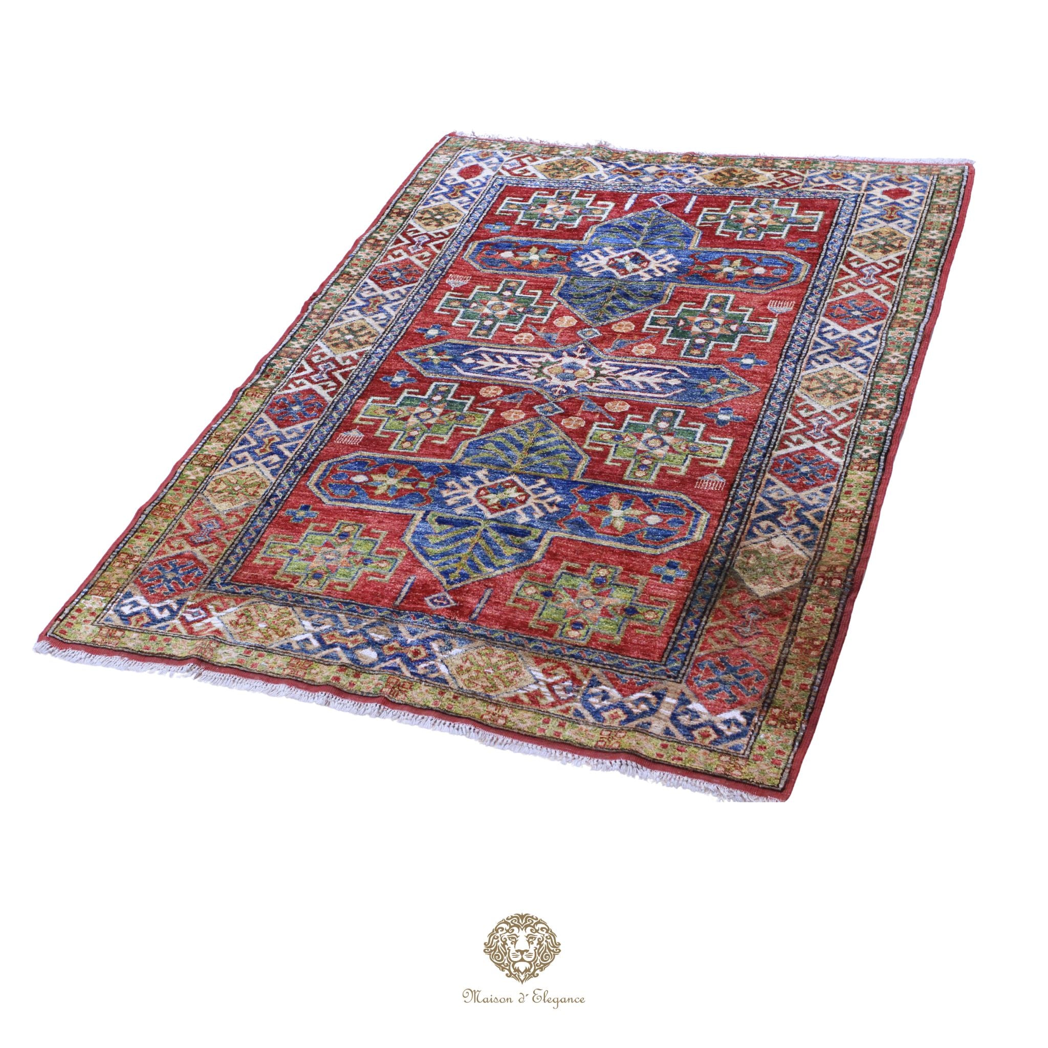 Alfombra oriental de lana Kazak, tradicional | Diseño geométrico Afganistán, 150 x 206 cm