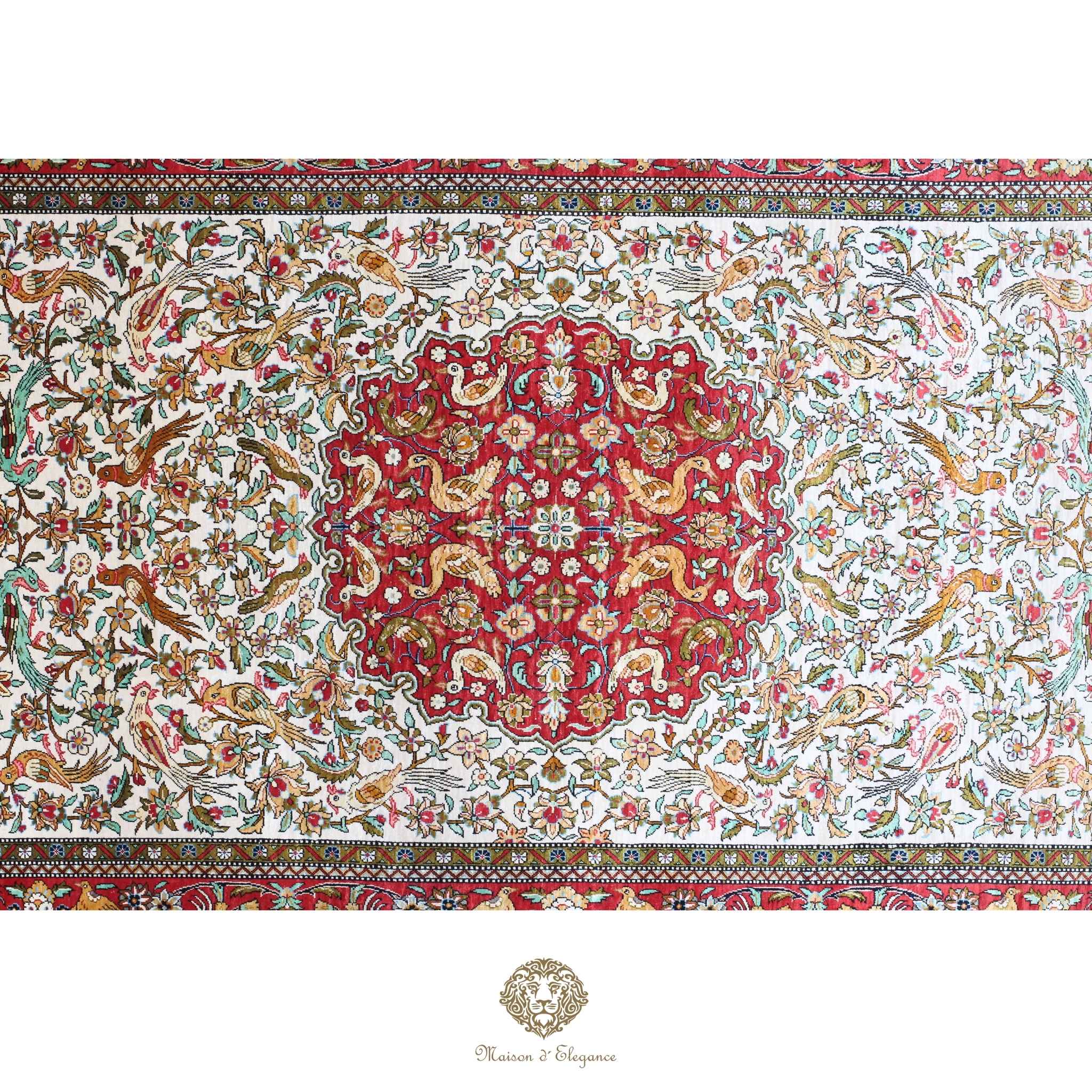 Alfombra persa exclusiva de seda pura, anudada a mano, teñida de forma natural, obra maestra de alta gama, firmada, 102 x 168 cm